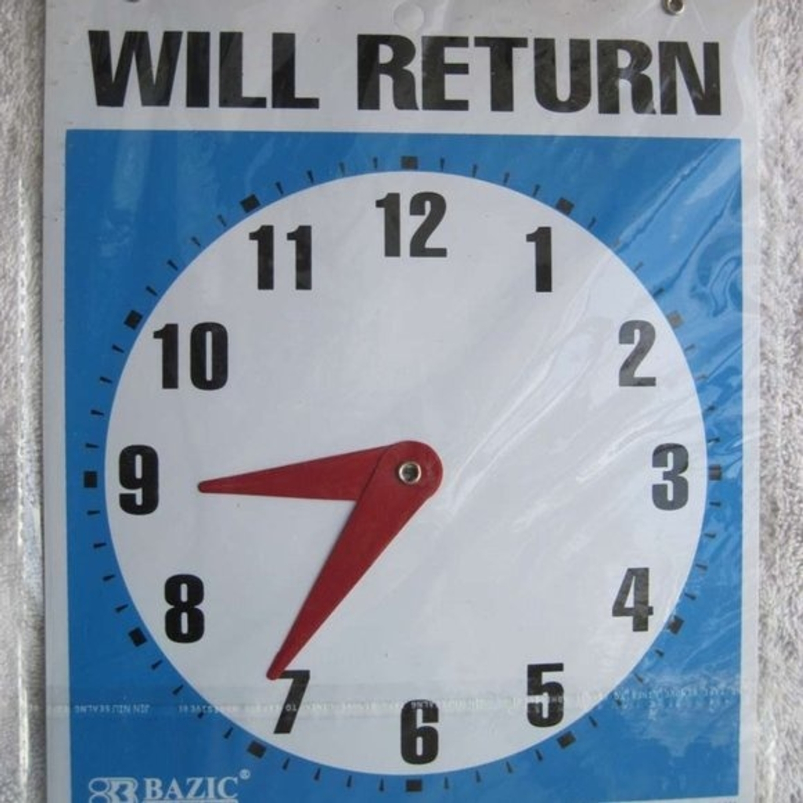 Bazic Rectangular Open Come In Will Return Adjustable Clock Sign Chain 9 x 7.5 “