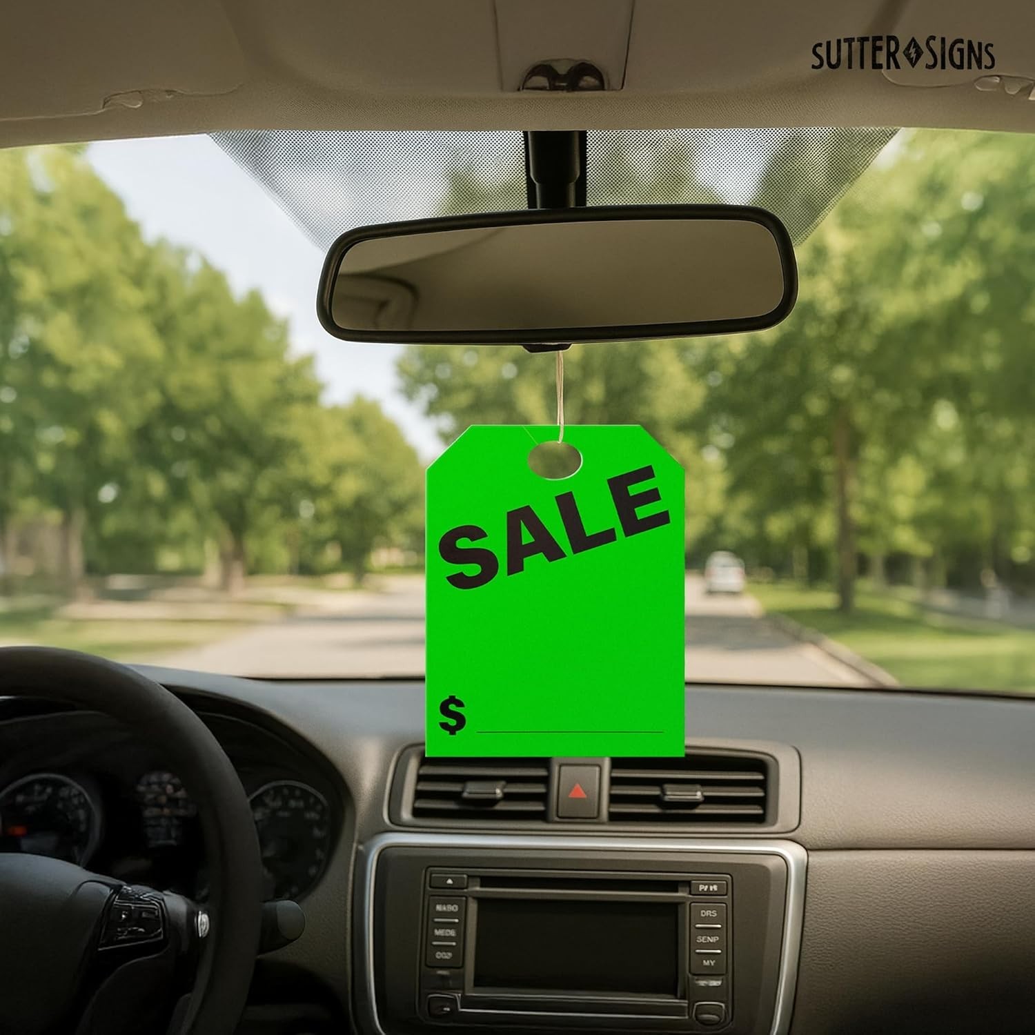 Pack of 50 Neon Green Vehicle Sale Tags – Clear Messaging and Easy Setup