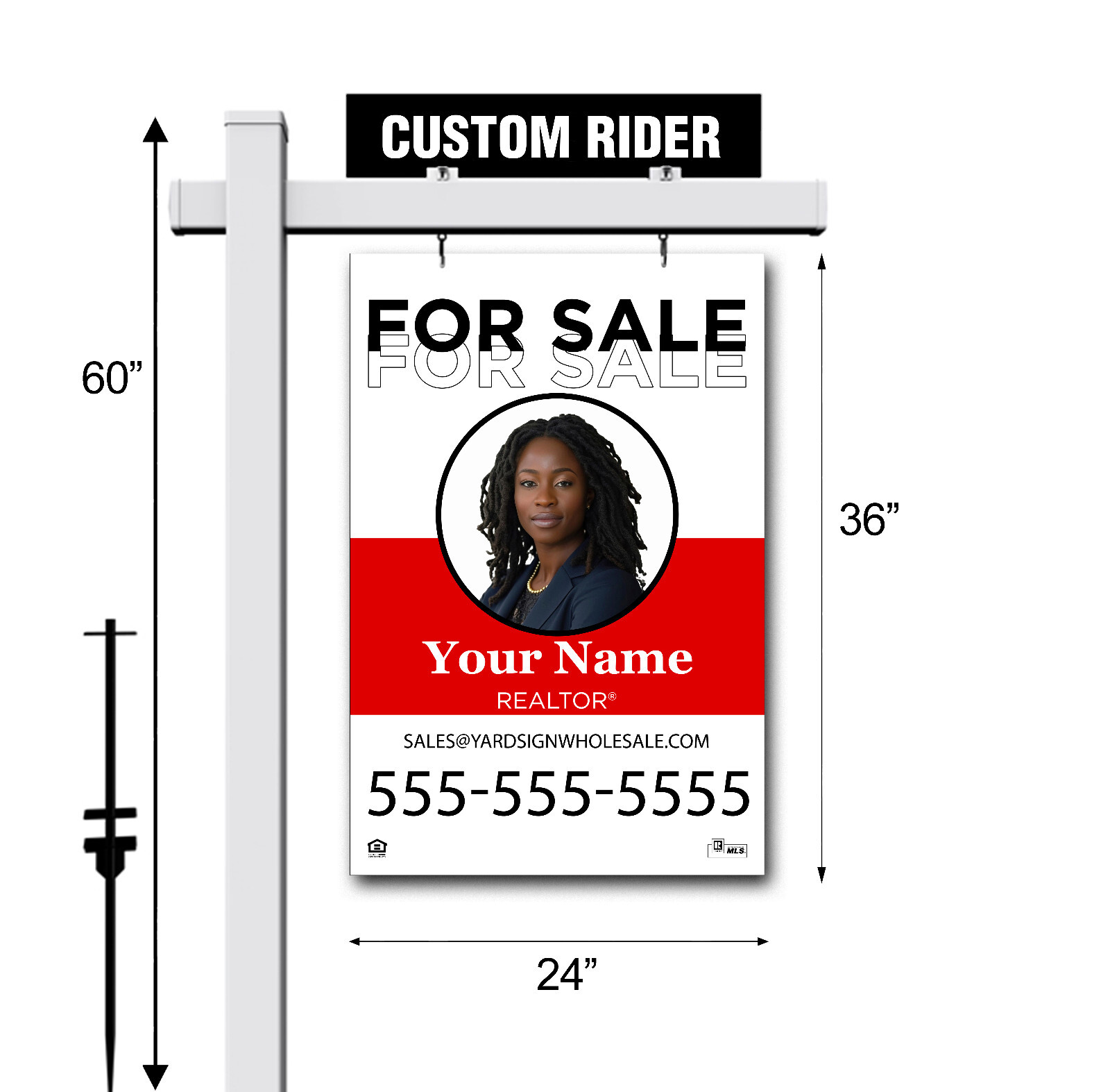 Real Estate Sign, Vinyl PVC Real Estate Sign Post White 5′ , kw For Sale Sign