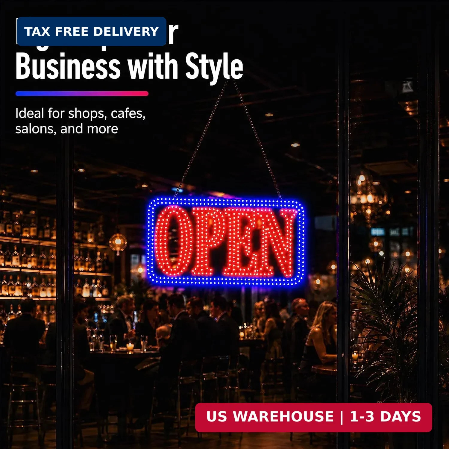 LED Open Signs for Business, High-Brightness Open Sign with Remote Control, 16.5