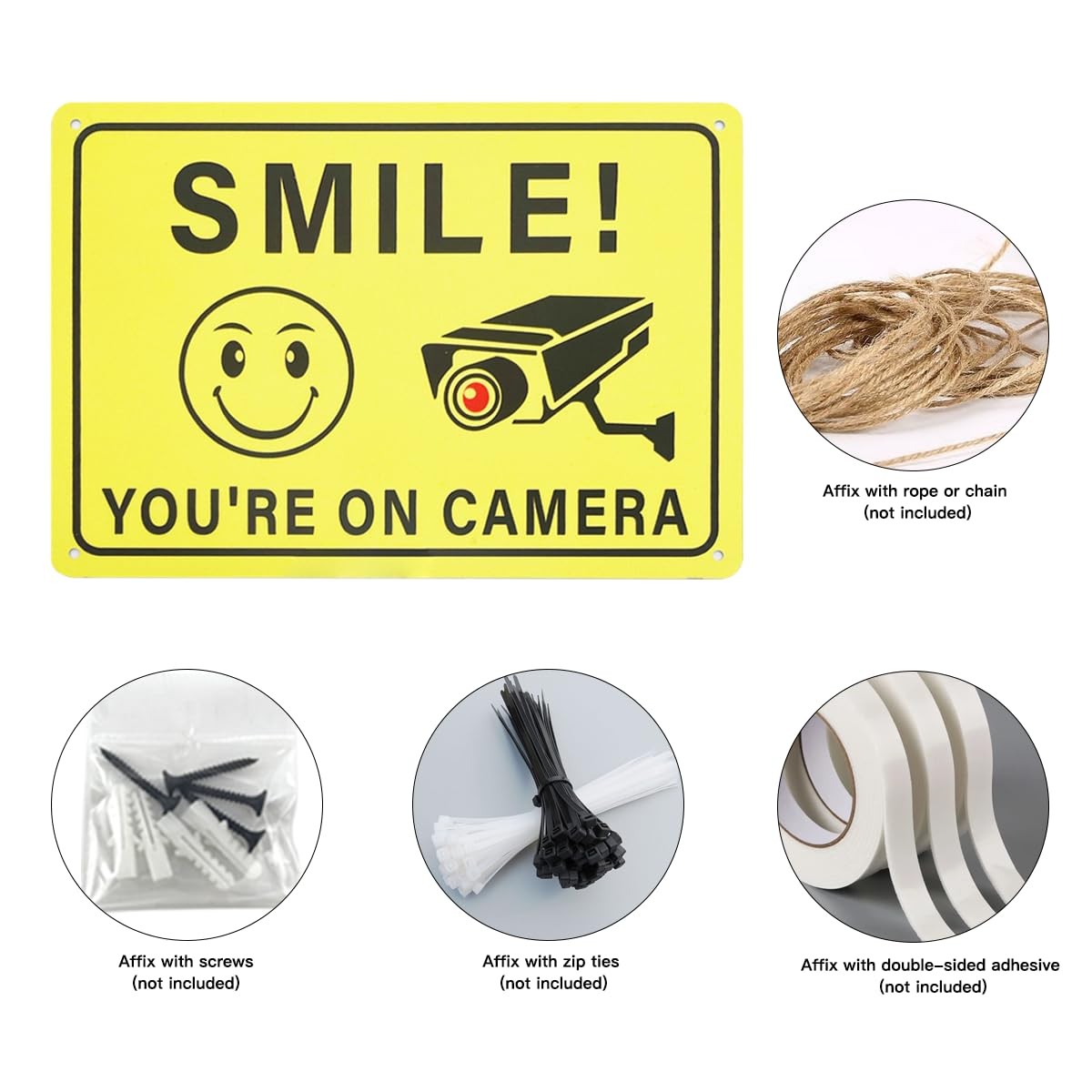 2 Pack 10″x7″ Smile You Are On Camera Signs Rust Free Aluminum for Home Business