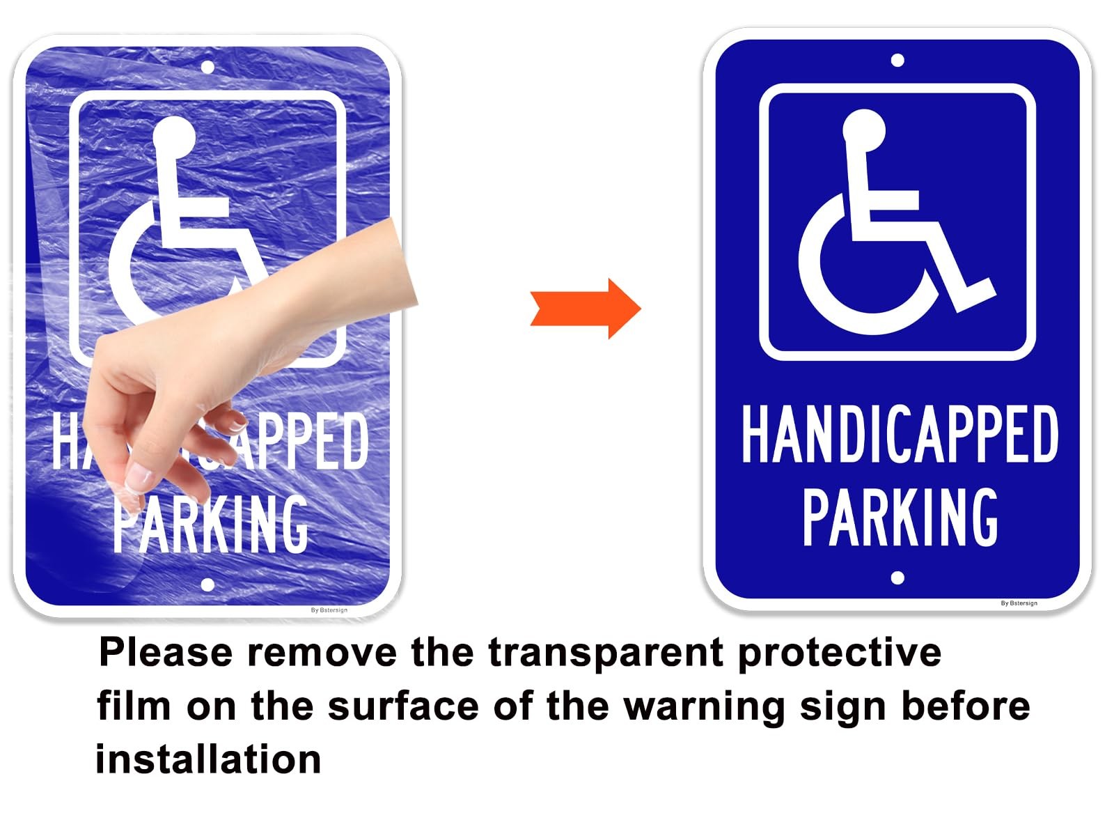 Handicap Parking Signs x 2 Pack, 12 x 18, Reflective Aluminum, Waterproof.