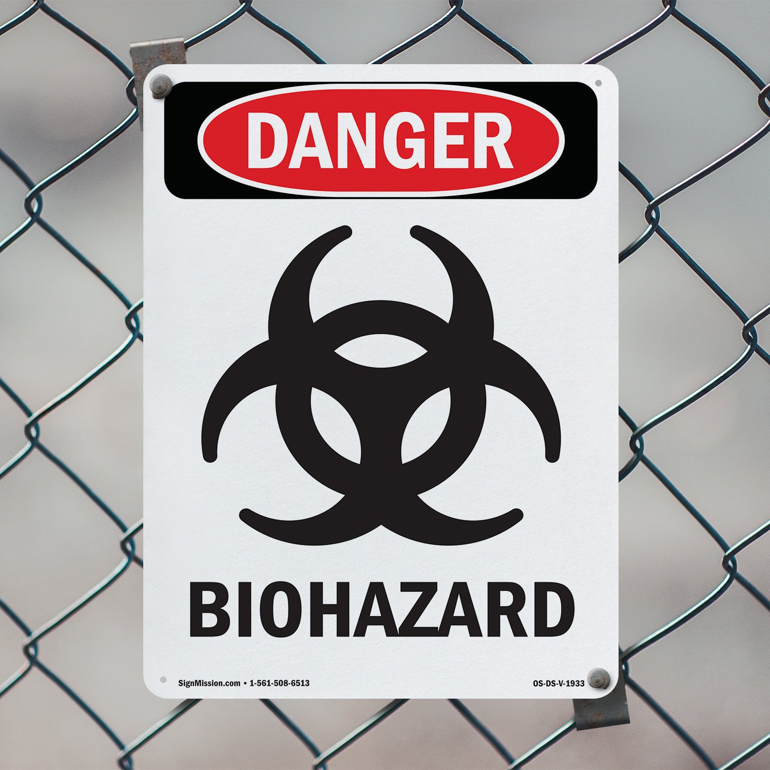Portrait Biohazard OSHA Danger Sign Metal, Plastic, Or Decal – 5 or 10 Pack