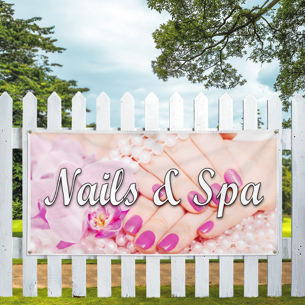Vinyl Banner Multiple Sizes Nails& Spa Business B Business Salon & Spa Outdoor