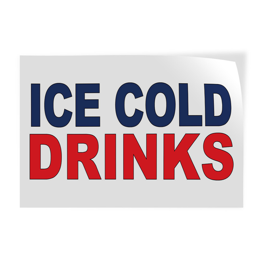 Decal Stickers Ice Cold Drinks Advertising Printing D Vinyl Store Sign Label