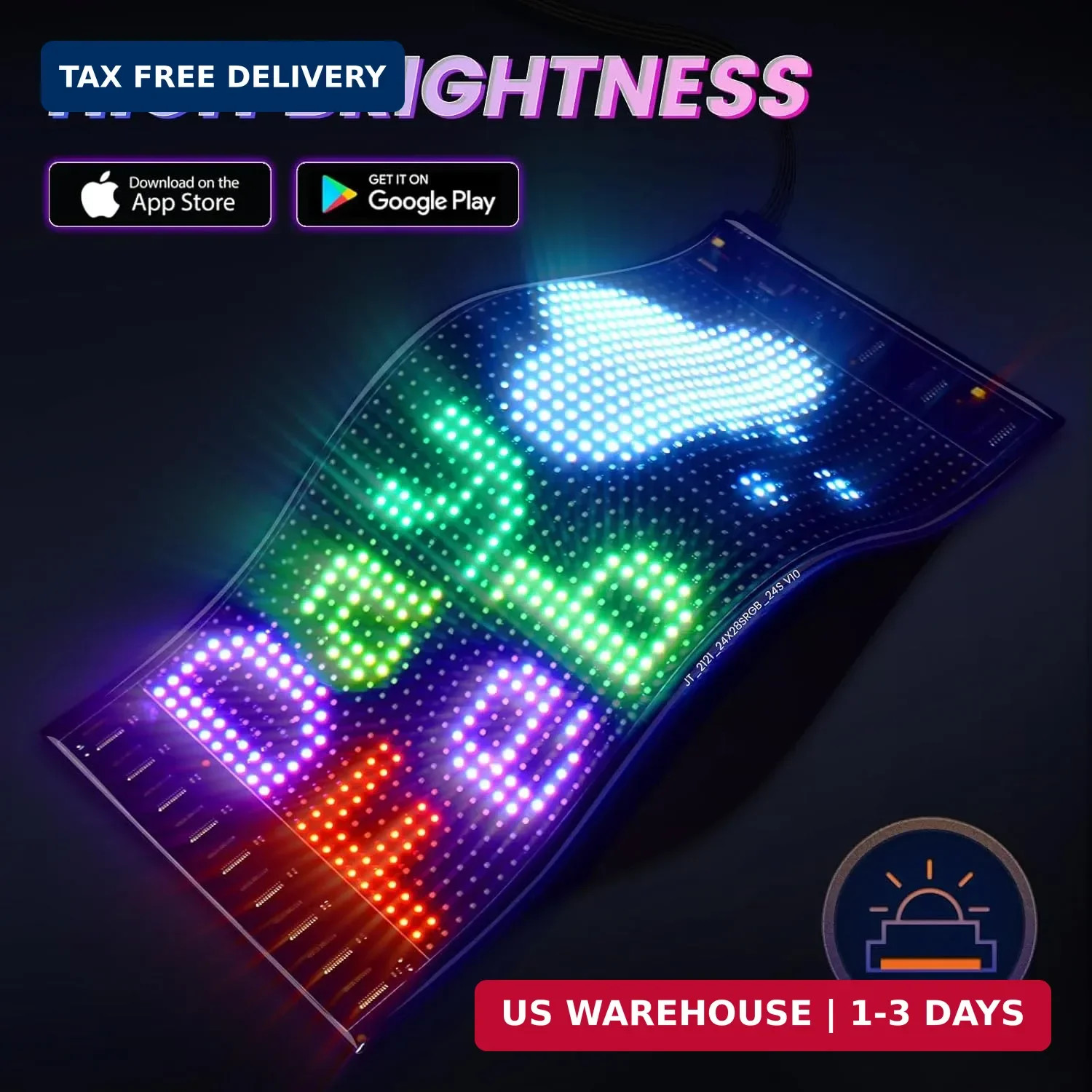 RAYHOME Full Color Dual Row LED Light Sign for Car, 10.6”x4.7” Scrolling LED S