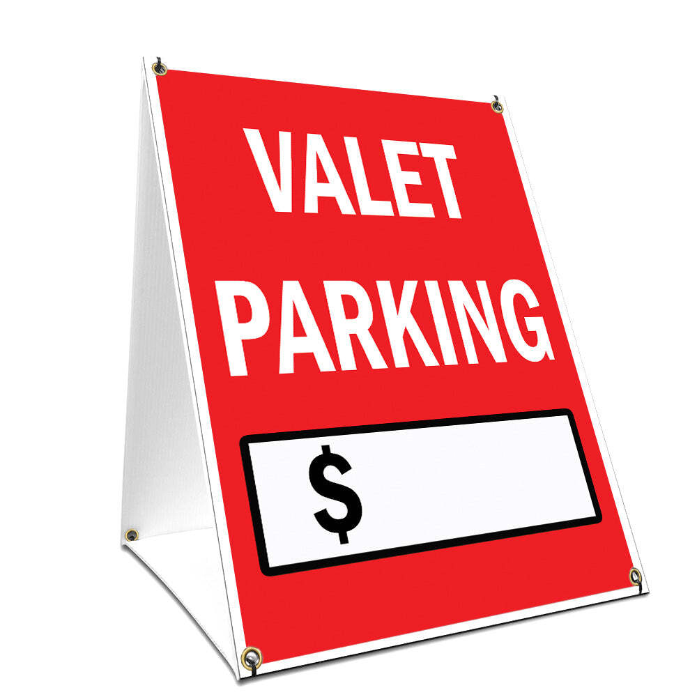A-frame Sidewalk Valet Parking With Price Sign With Graphics On Each Side