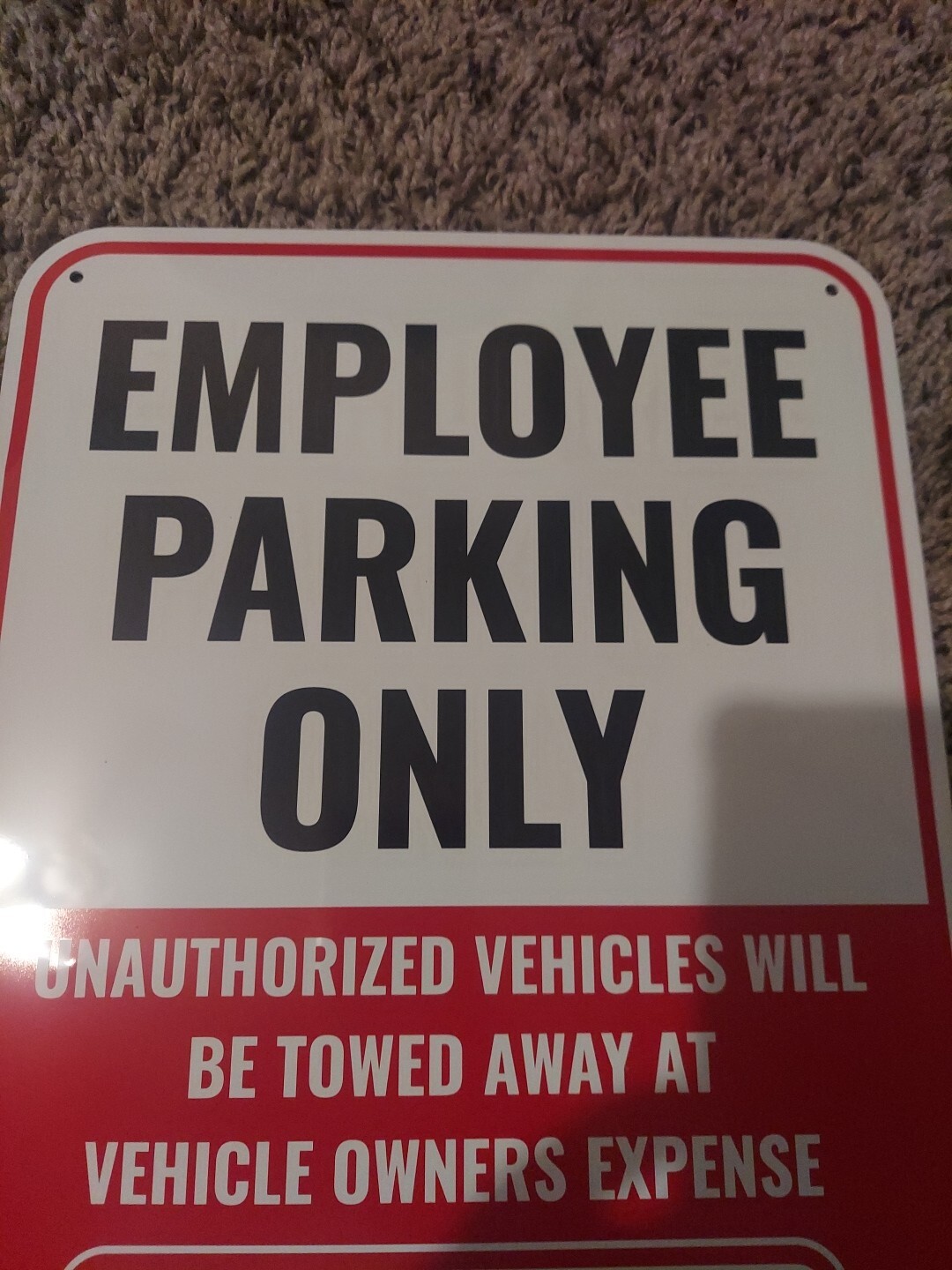 Employee Only Parking Sign 18 x 12 Inches Aluminum New In Bag
