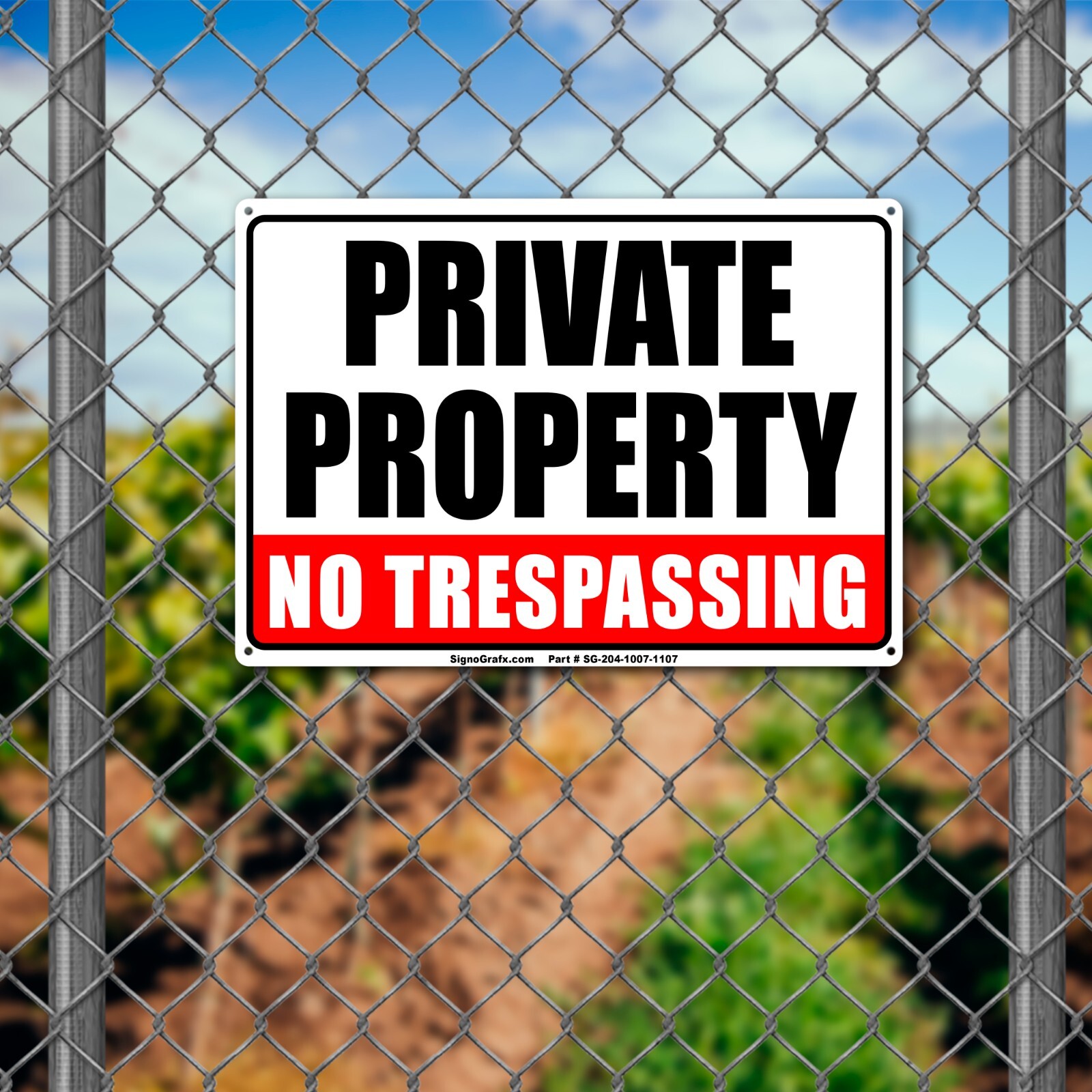 SIGNOGRAFX Private Property No Trespassing Sign,10×7 Inches Indoor Outdoor Use