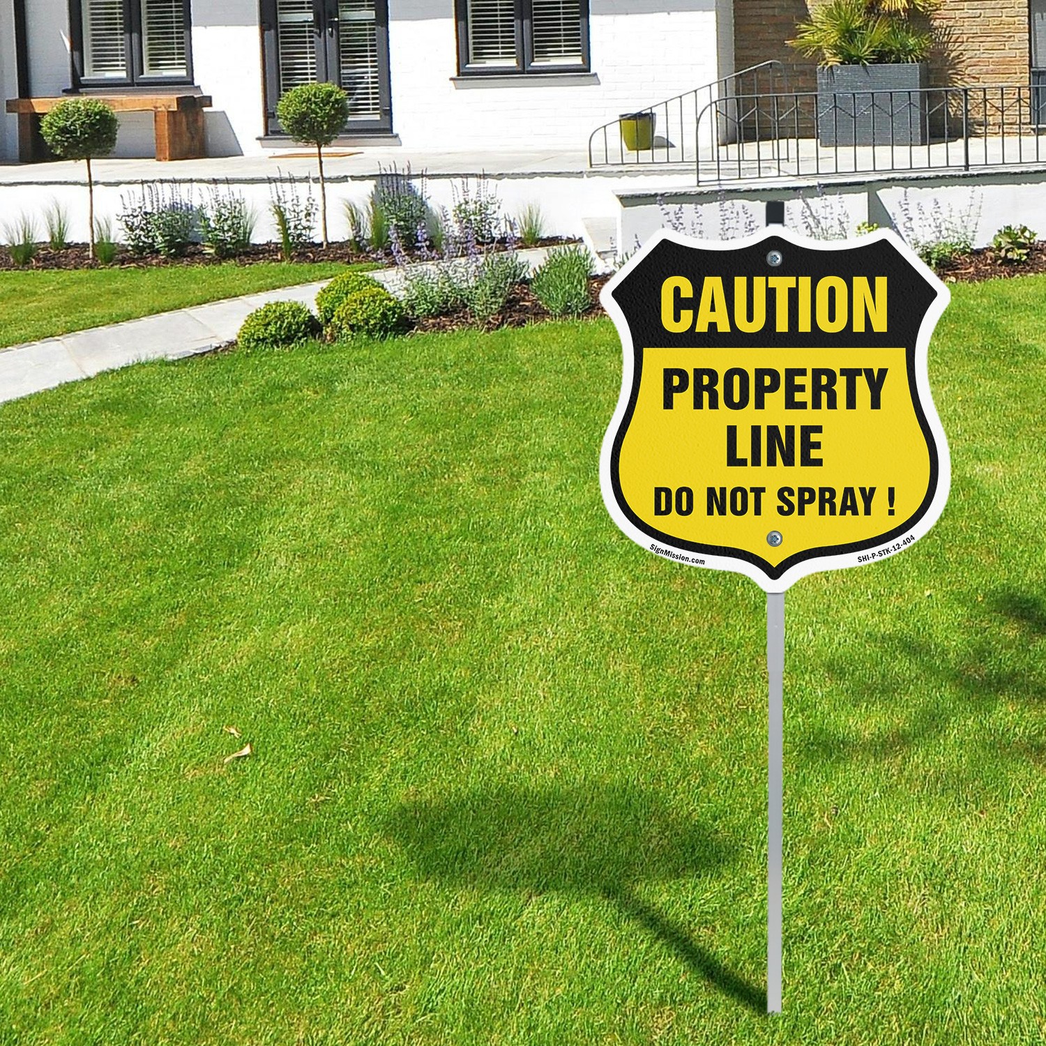 No Spray Shield Sign Caution Property Line Do Not Spray Shield Sign With Stake