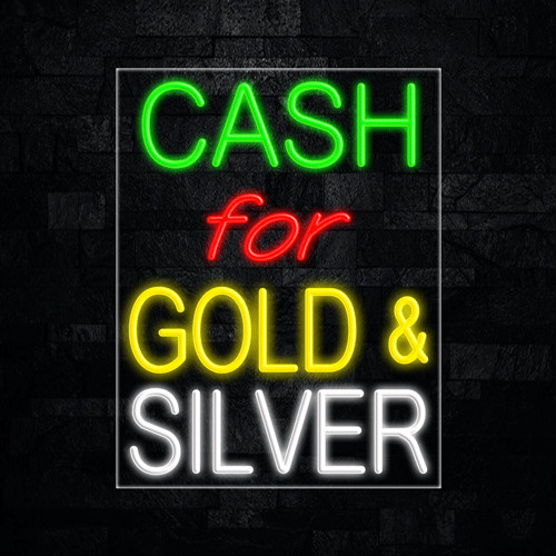 Cash for Gold & Silver LED Neon Sign 22″L x 28″H #31267