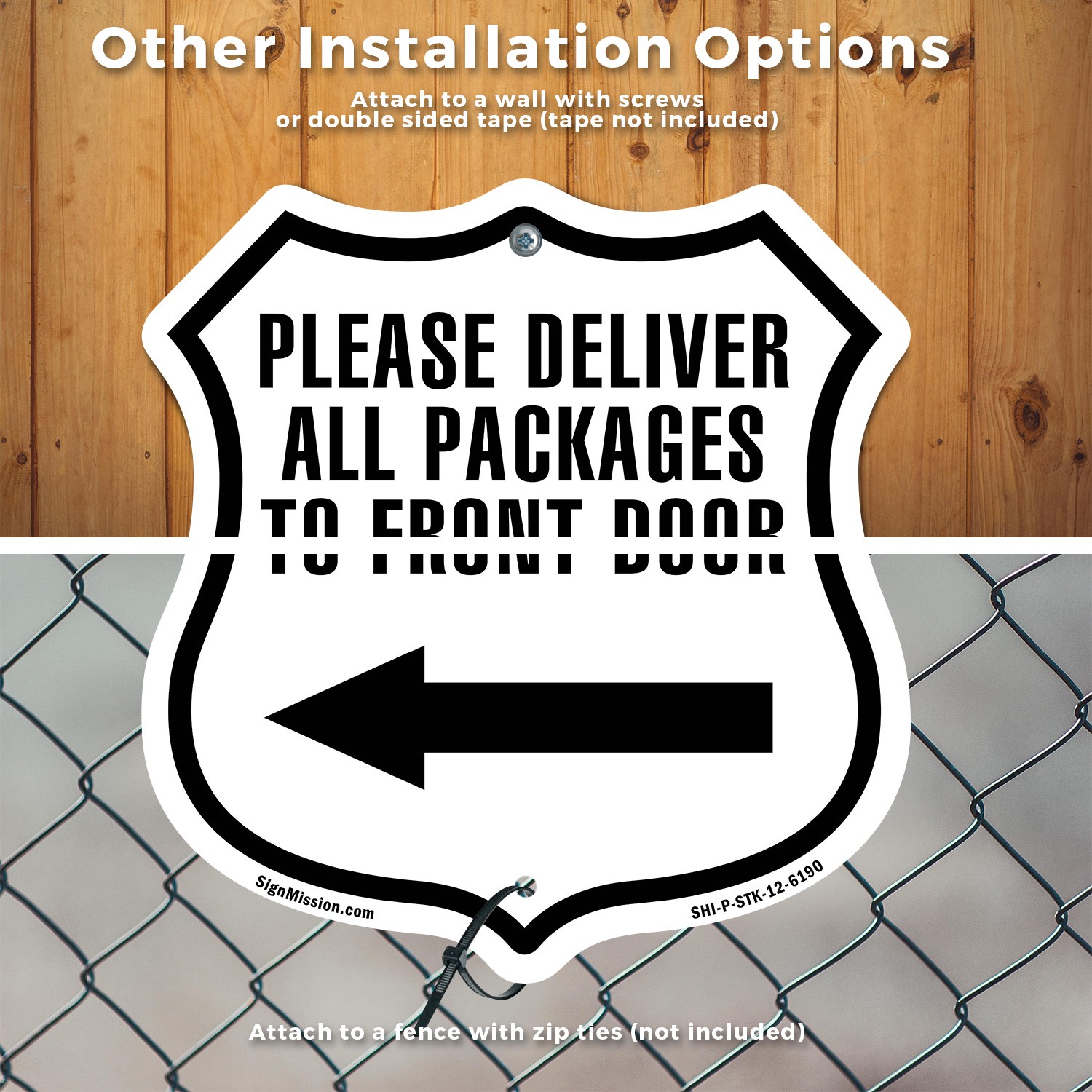 Please Deliver All Packages To Front Door Left Weather P Shield Sign With Stake