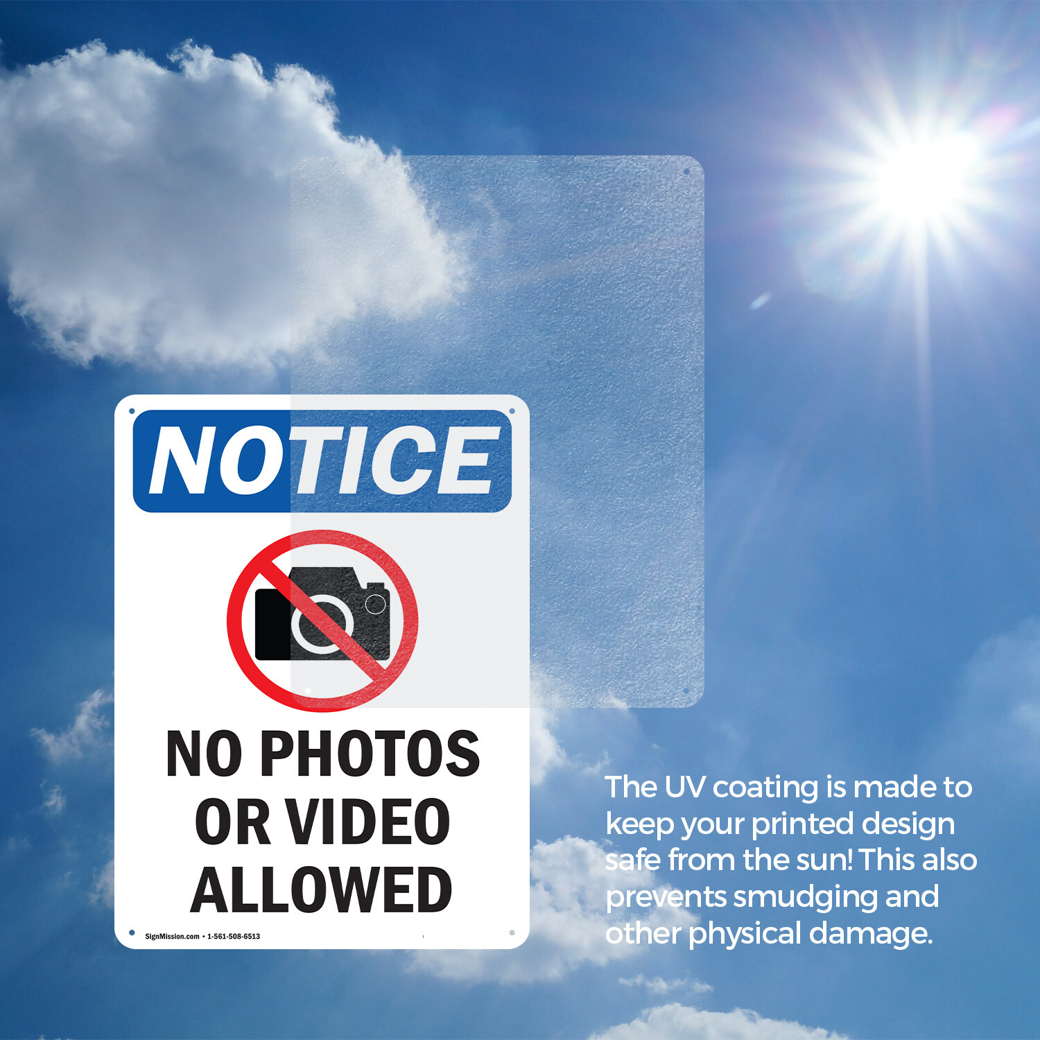 (2 Pack) No Photos Or Video Allowed OSHA Notice Sign Decal Metal Plastic