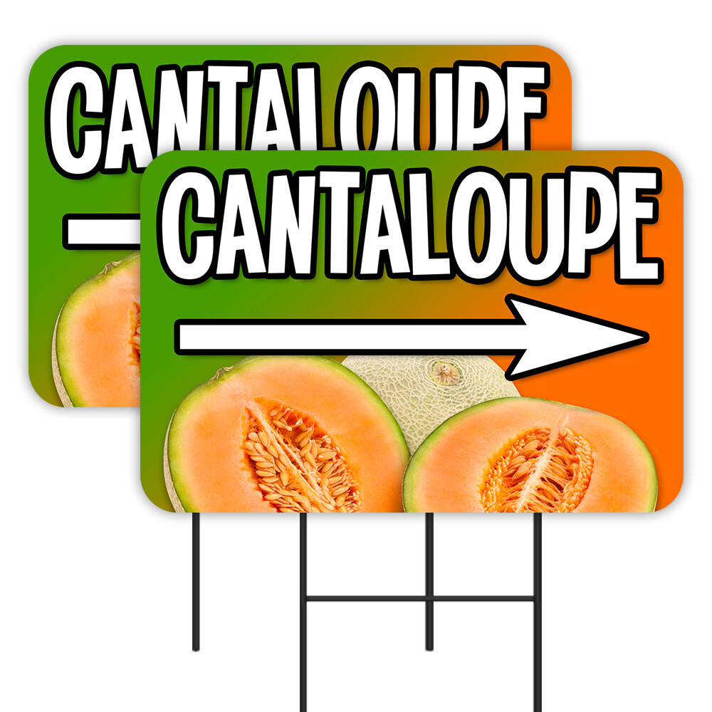 Cantaloupe 2 Pack Double-Sided Yard Signs 16″ x 24″ with Metal Stakes (Made in T