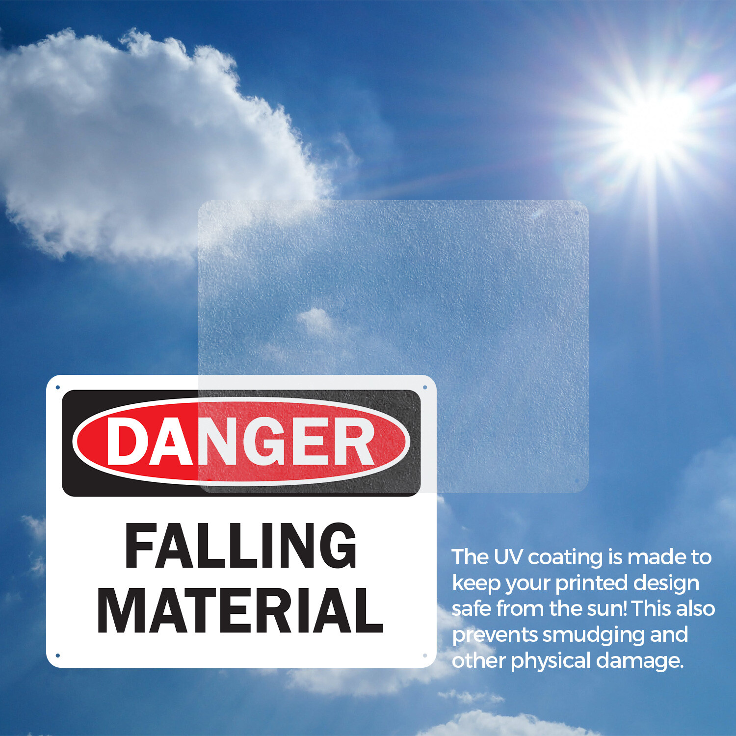 (2 Pack) Falling Material OSHA Danger Sign Decal Metal Plastic