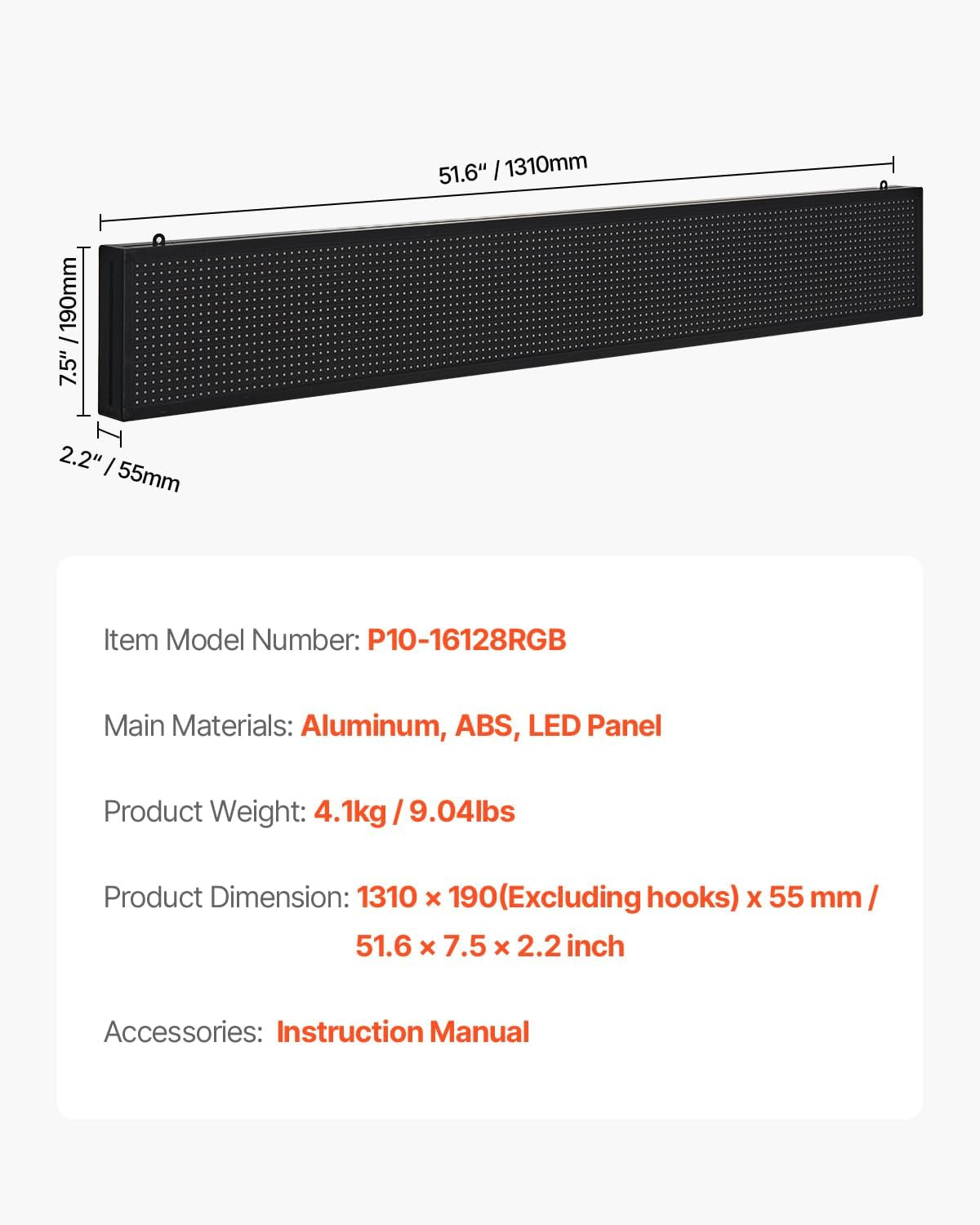Customizable LED Scrolling Sign – Bluetooth Controlled 52×8 In Advertising Displ