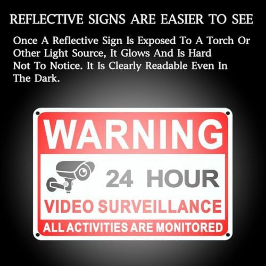 4 Pack Video Surveillance Signs, 8 x 12 Inch Aluminum Camera Signs, CCTV Secu…
