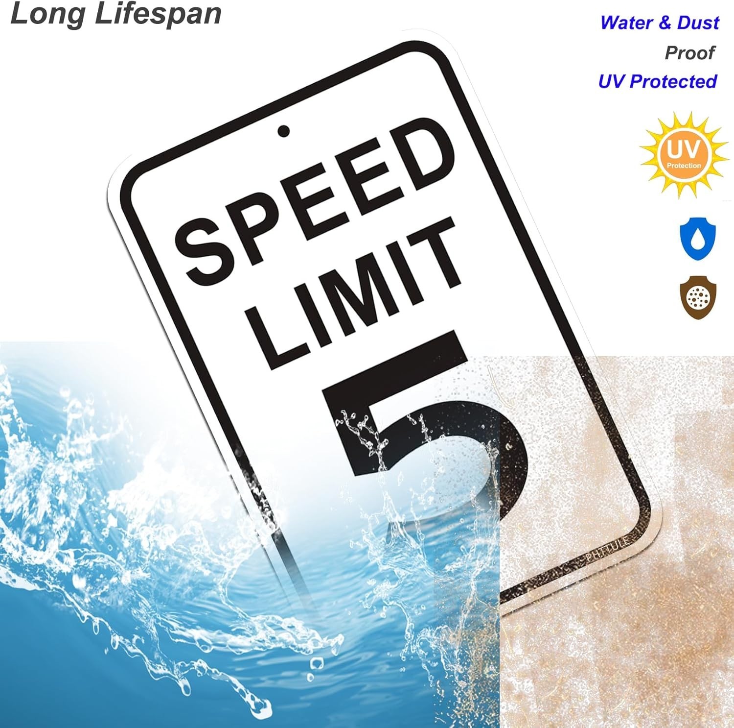 Speed Limit 5 MPH Sign 2 Pack, 12 x 18 inches Slow Down Sign Reflective 40Mil…