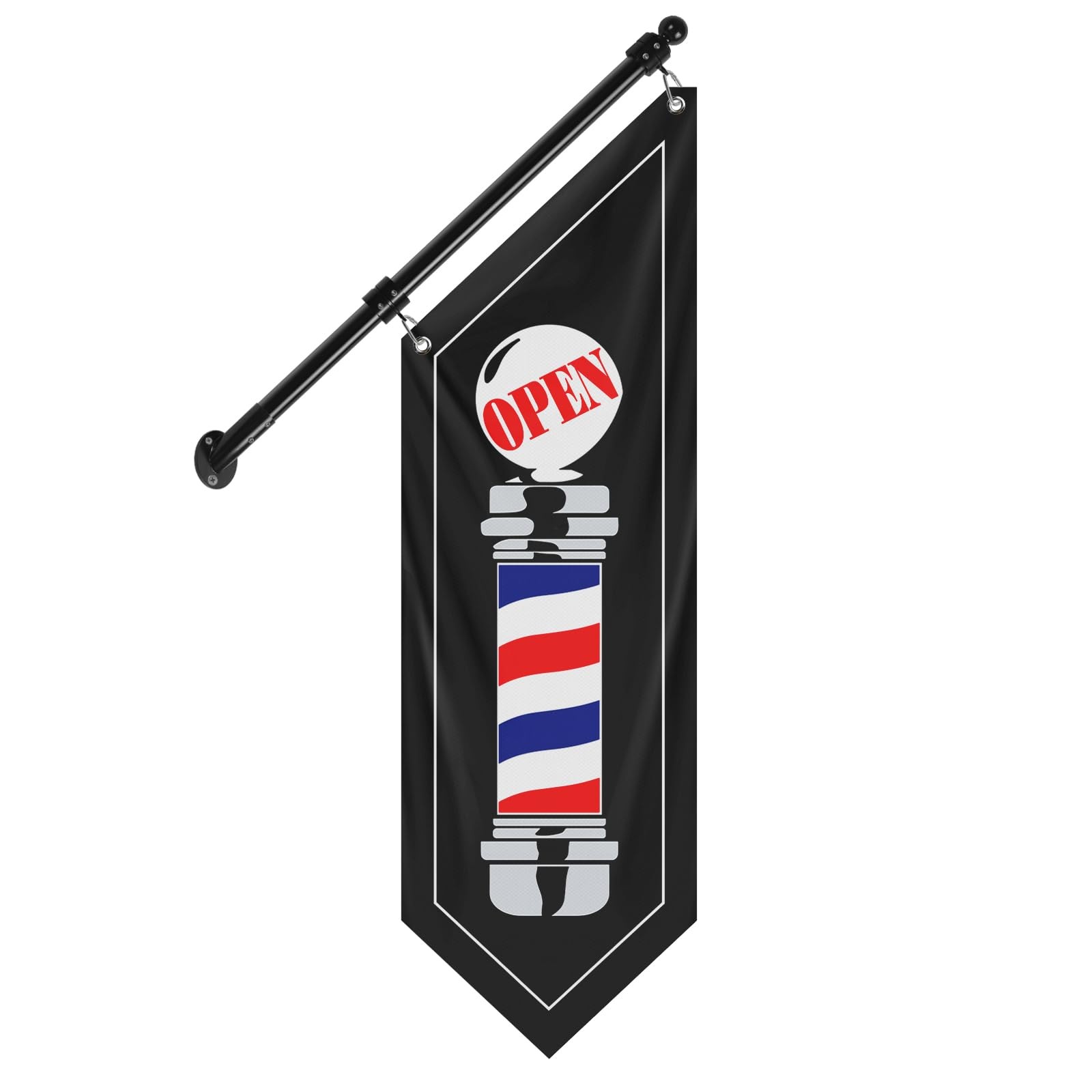 QSUM Barbershop Flag, Double-Sided Open Flag with Pole Kit & Wall Mount, Outd…