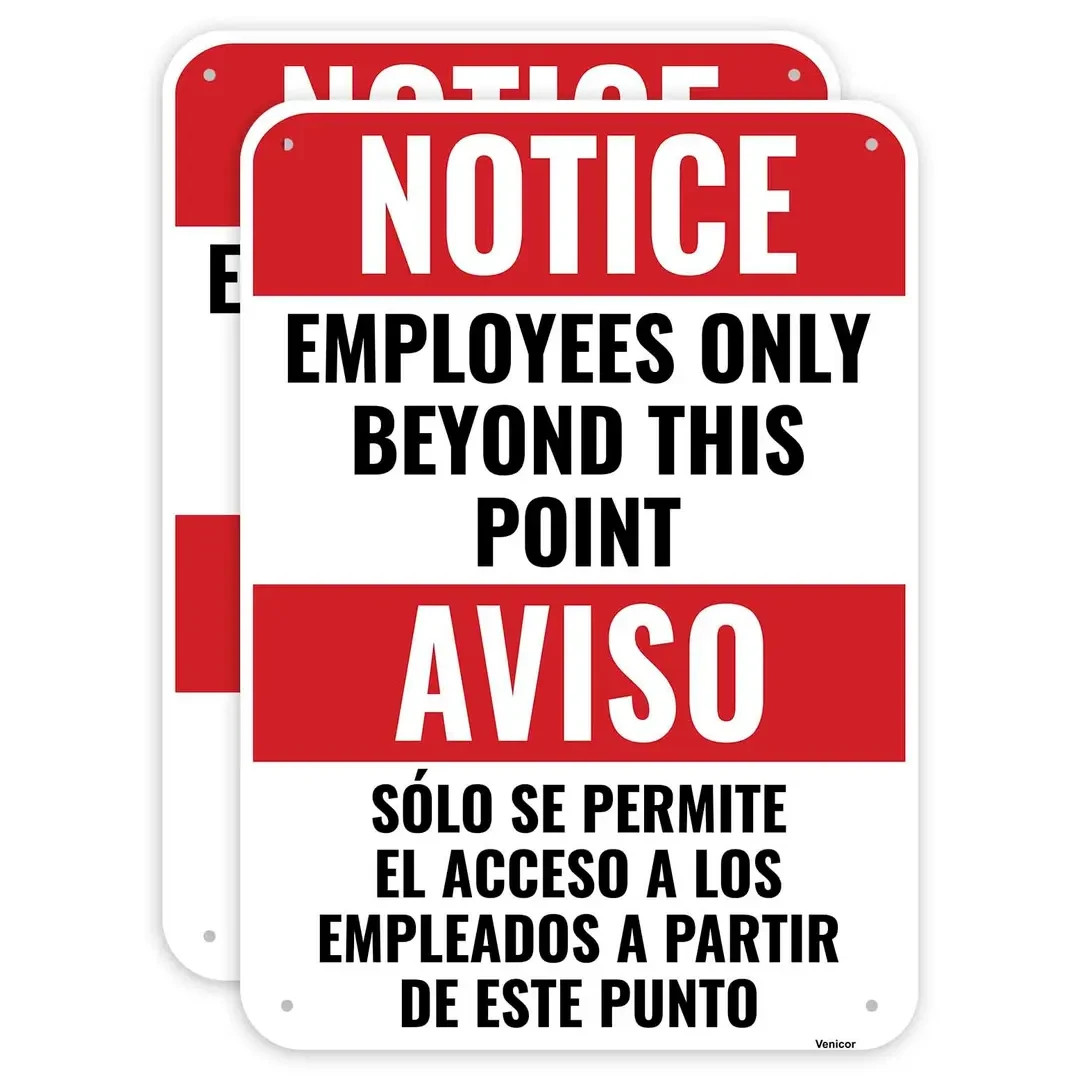Employees Signage Only Beyond This Point Bilingual Sign Spanish English Espanol