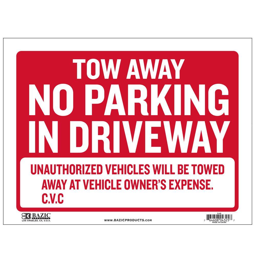 2 Pack – Tow Away No Parking In Driveway Sign 9″ x 12″ Durable Plastic