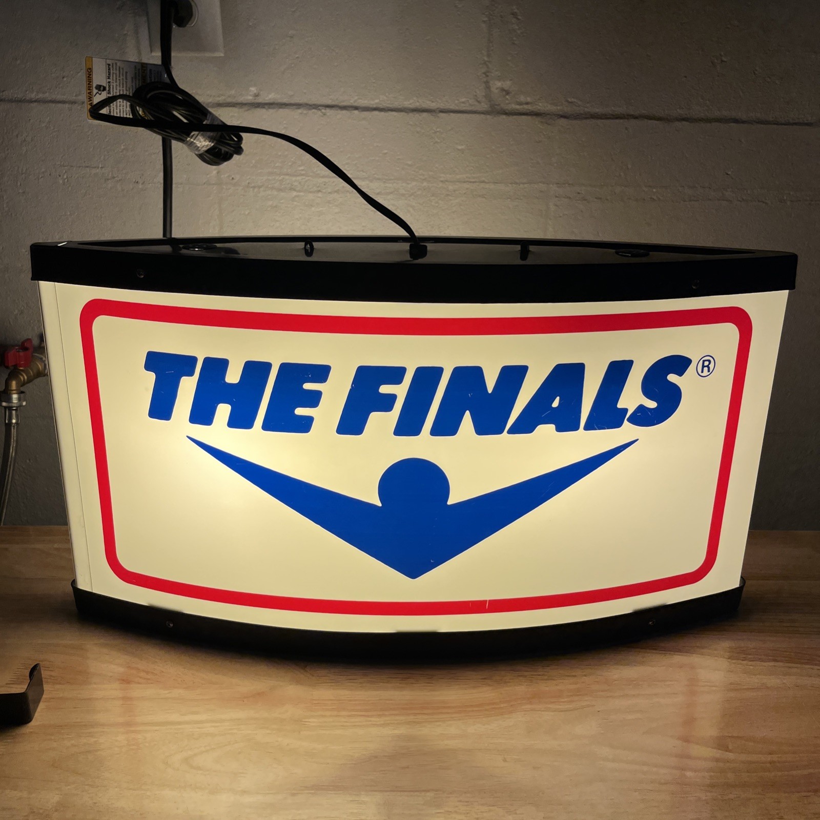 Vintage THE FINALS Light up Store Sign Hanging Wall Mount Dbl Sided 23”x13”