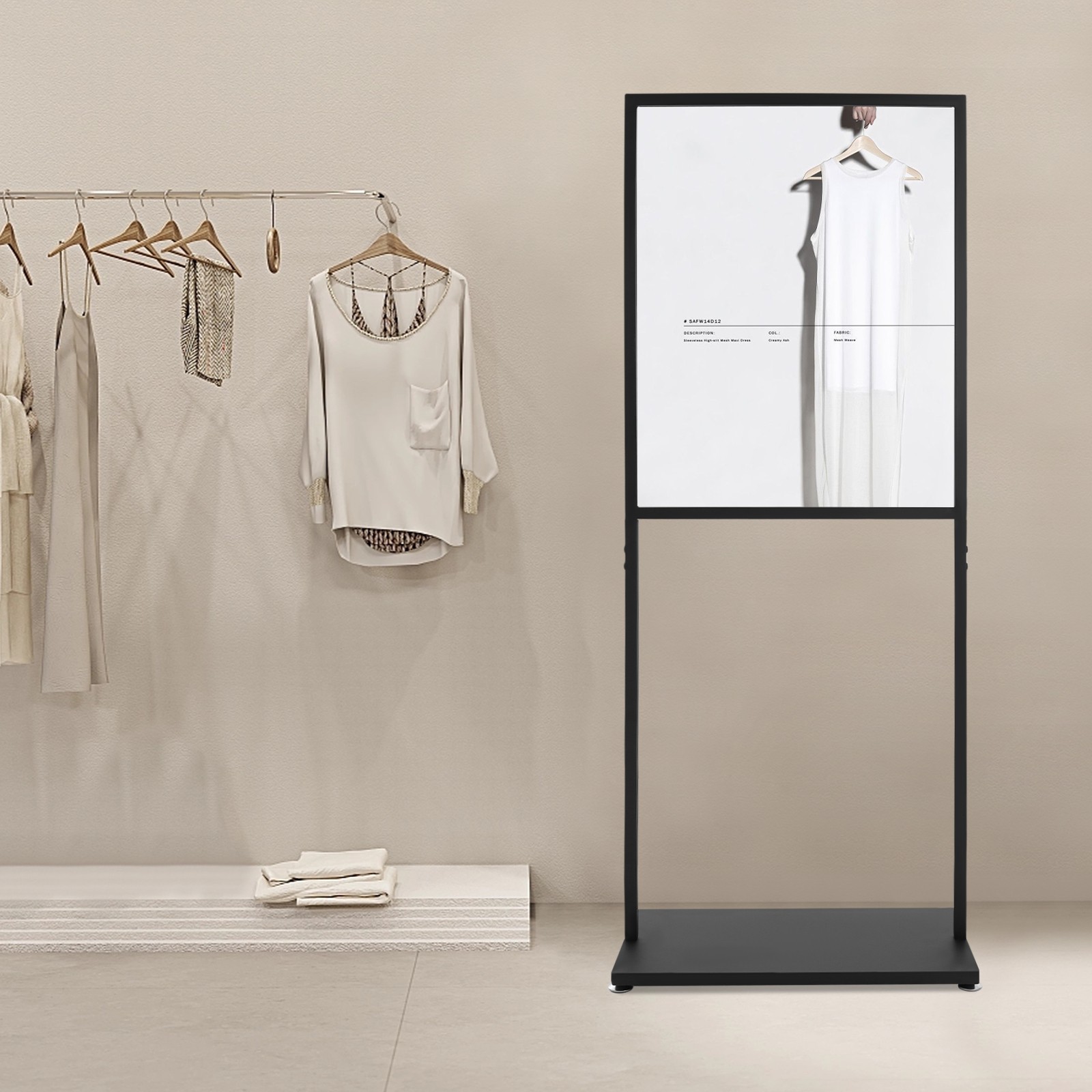 Rectangular Metal Advertising Display Stand Freestanding Poster Display Stand