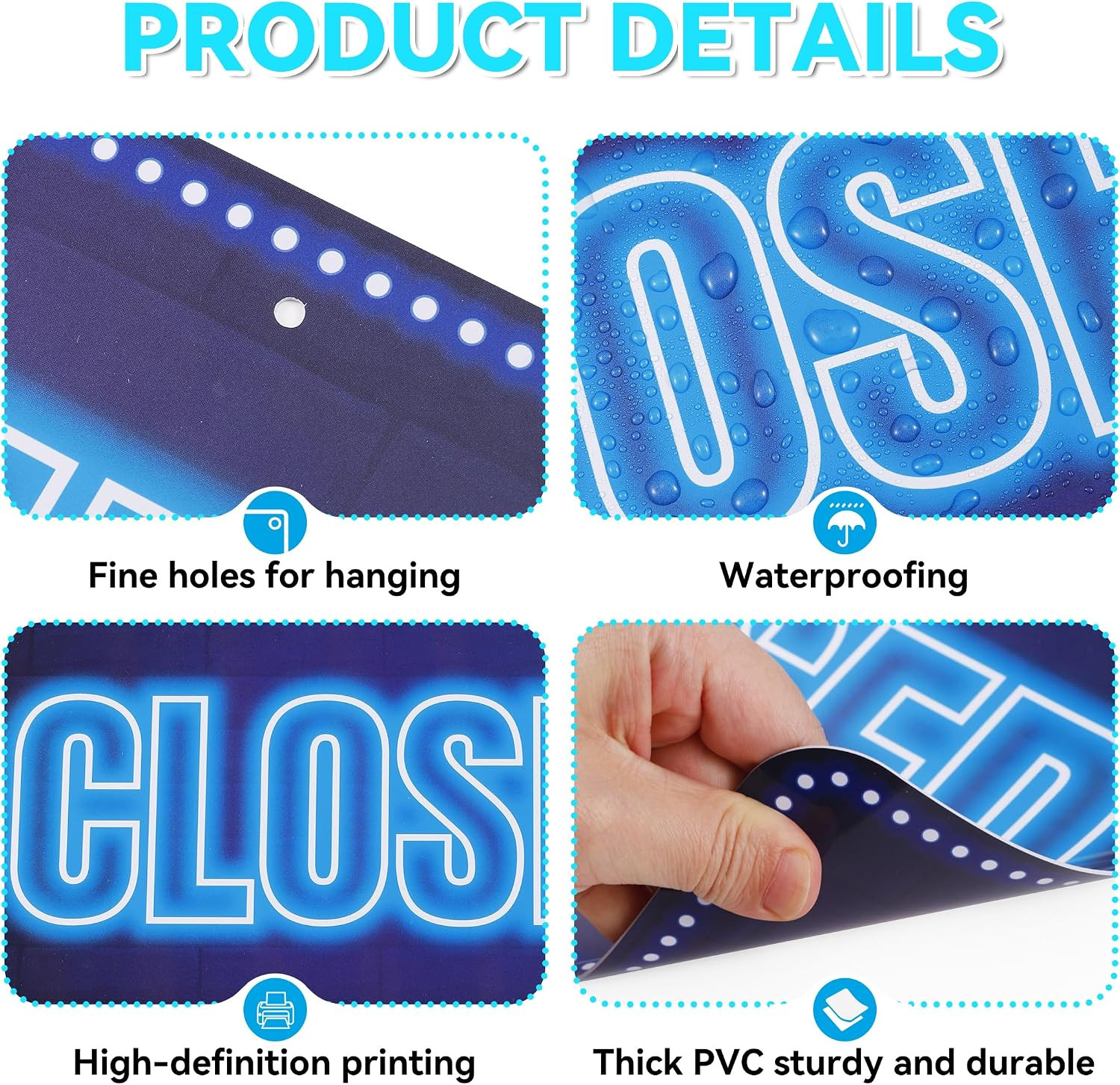 Open Closed Signs for Business, 12X6.7 Waterproof Double Sided We Are Open or Cl