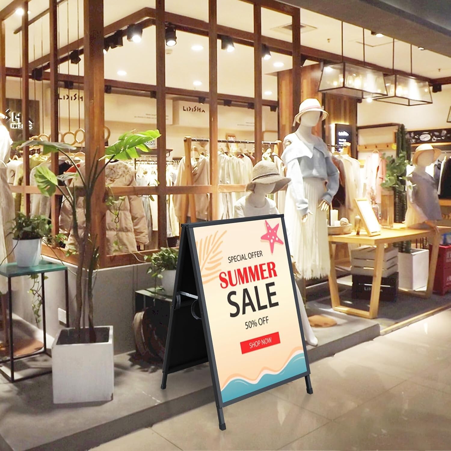 All-Metal A-Frame Sign Holder, Portable 24×36” Sandwich Board for Diverse Uses
