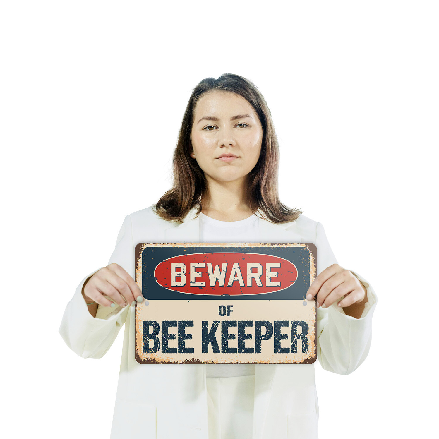 Bee Keeper (3 Pack) Plastic Street Sign Crossing Warning Vintage Rustic Beware