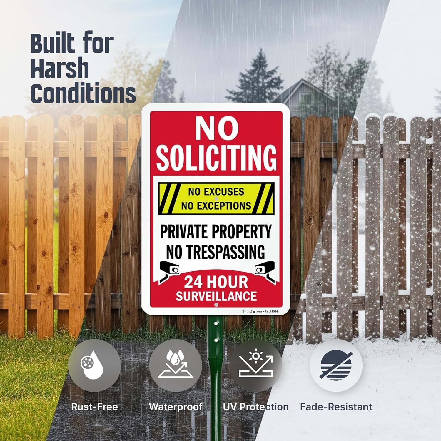 10″ x 7″ No Soliciting No Excuses – Private Property, No Trespassing, 24 Hour…