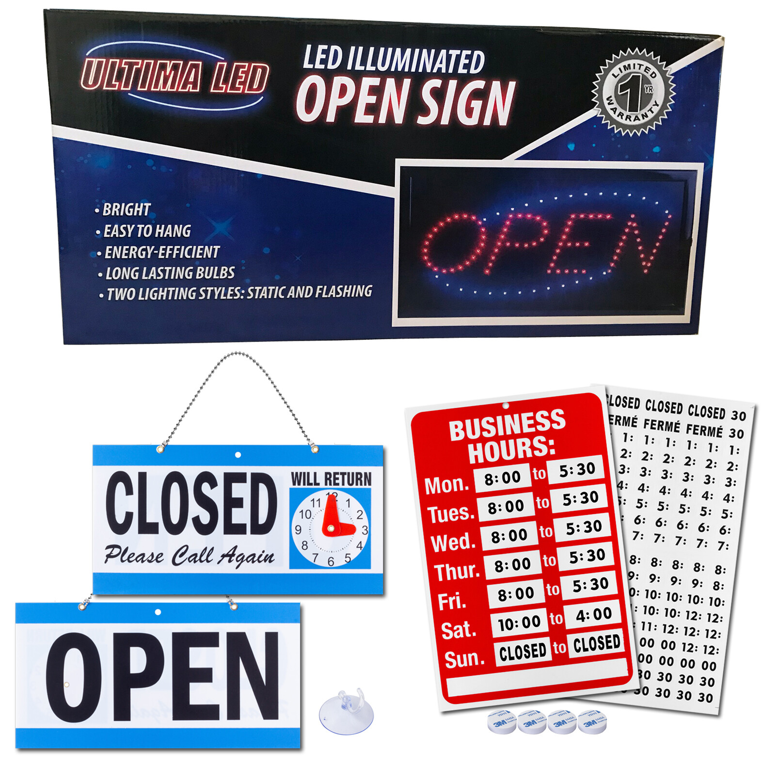 LED Neon Open Sign by Ultima LED: Bundle for Business Includes 3 signs