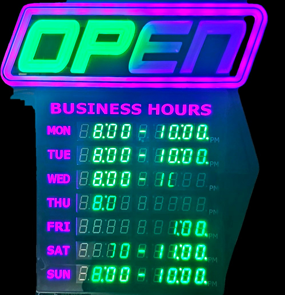 Green Light LED OPEN Business Hours/Status Programmable Window Sign Spectrum