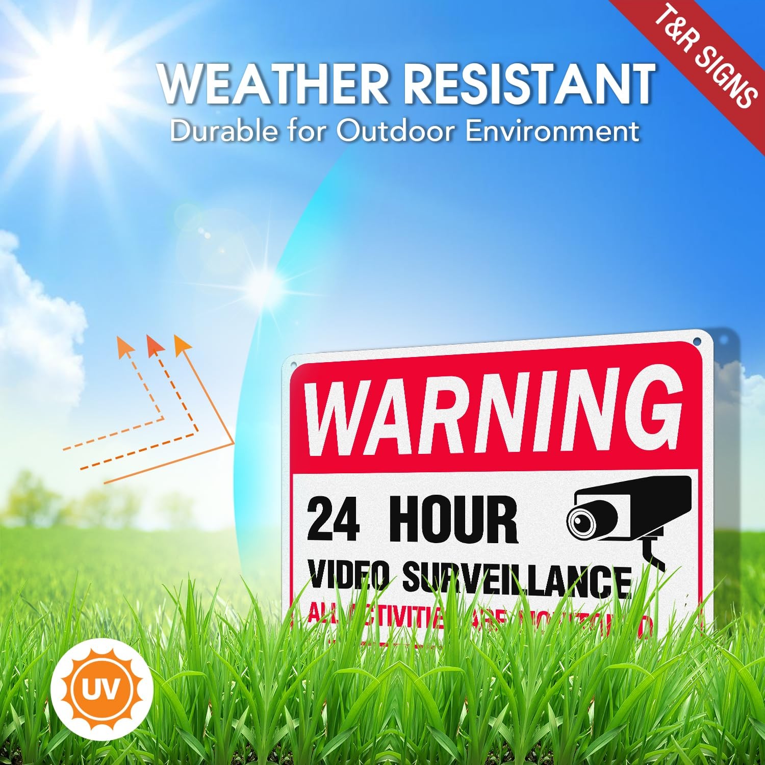 Video Surveillance Sign, All Activities Are Monitored – 4 Pack – 12 x 8 Inche…