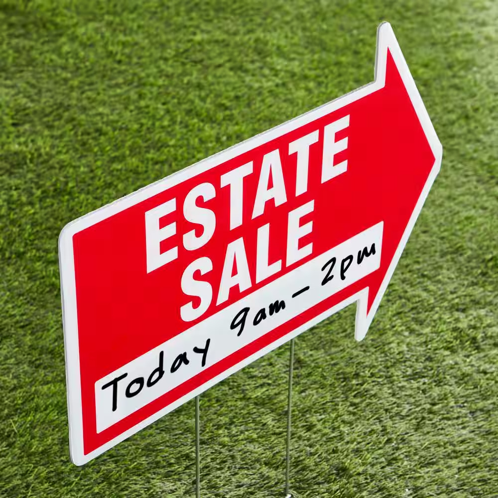 15 In. X 21 In. Corrugated Plastic 2-Sided Estate Sale Yard Sign