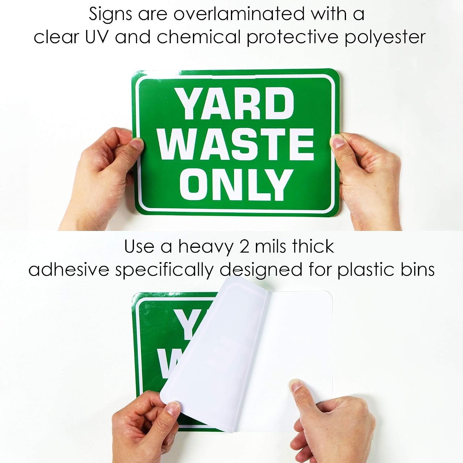 10″ x 7″ Yard Waste Only Stickers – 2 Pack Green Vinyl for Indoor & Outdoor Use