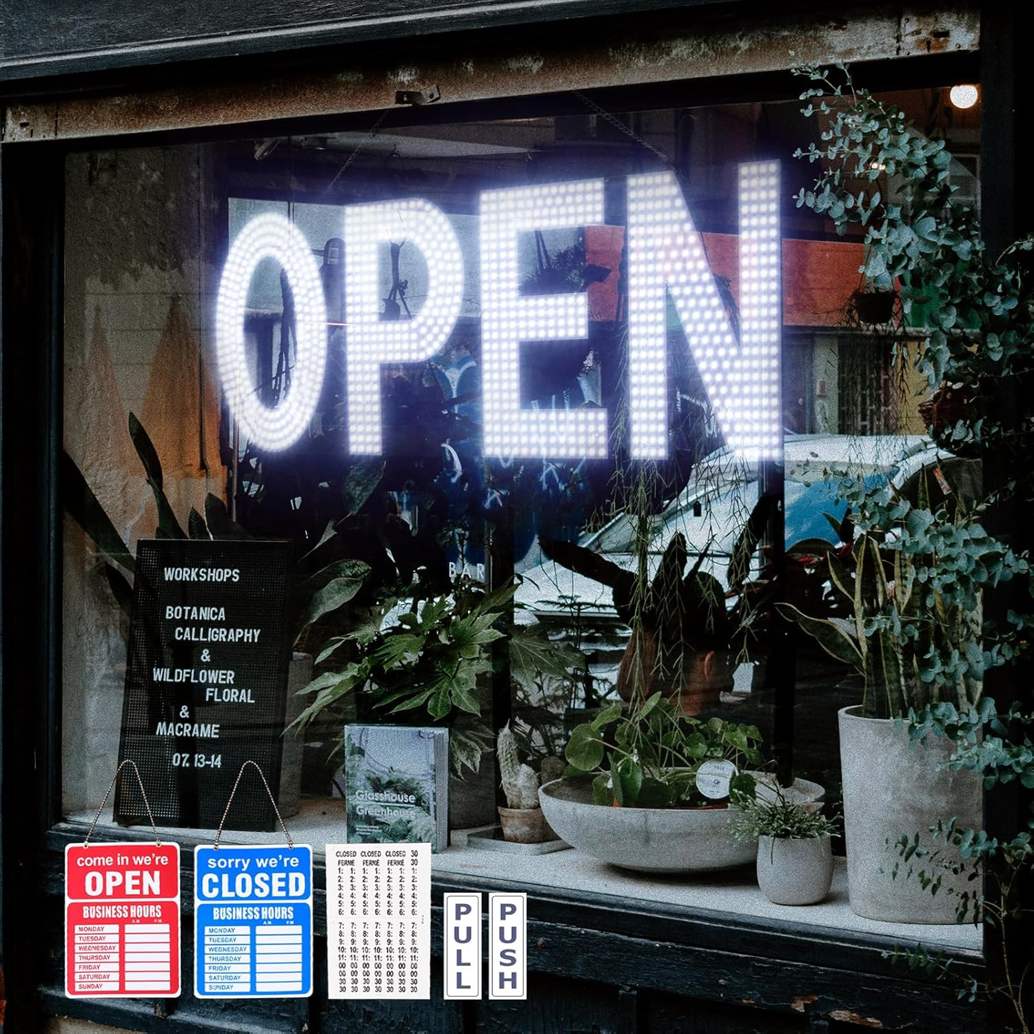 LED Open Signs for Business, 40″X14″ Dimmable Large LED Open Light up Sign with