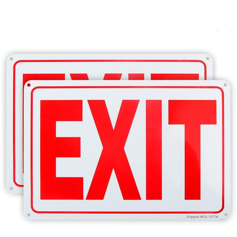 2-Pack Exit Sign 10″x 7″ .04″ Aluminum Reflective Sign Rust Free Aluminum-UV …