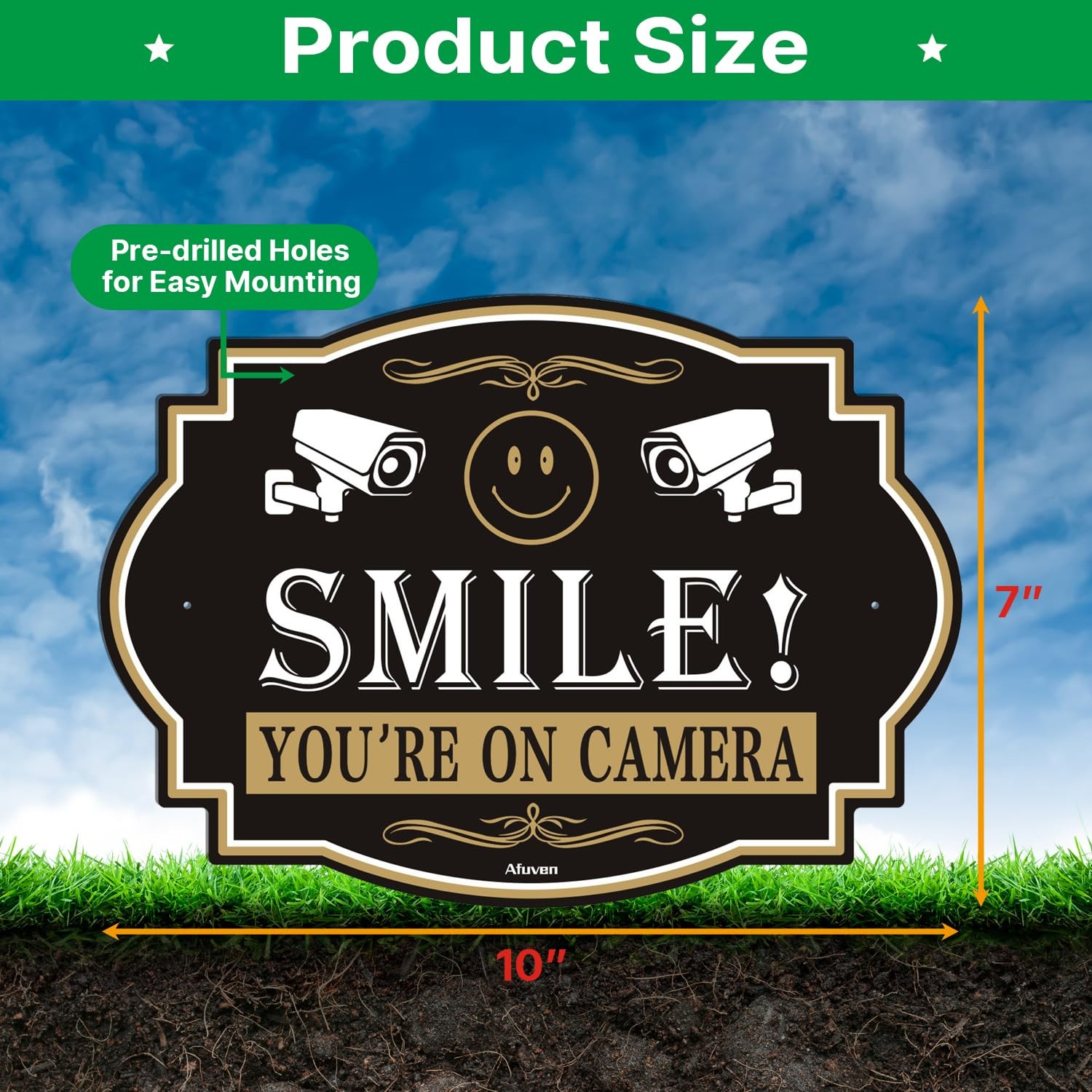 Smile You’re On Camera Signs Video Surveillance 10” x 7” Security for Home Fa…