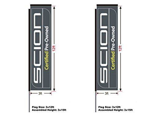Scion Certify Preowned Rectangular Flag 15′ Pole and Ground Spike, 3’W x 12’H