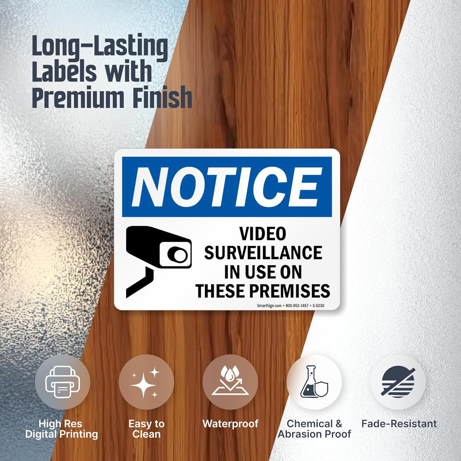 Smartsign (Pack of 4) 5 X7 Inch “Notice – Video Surveillance in Use on These Pre