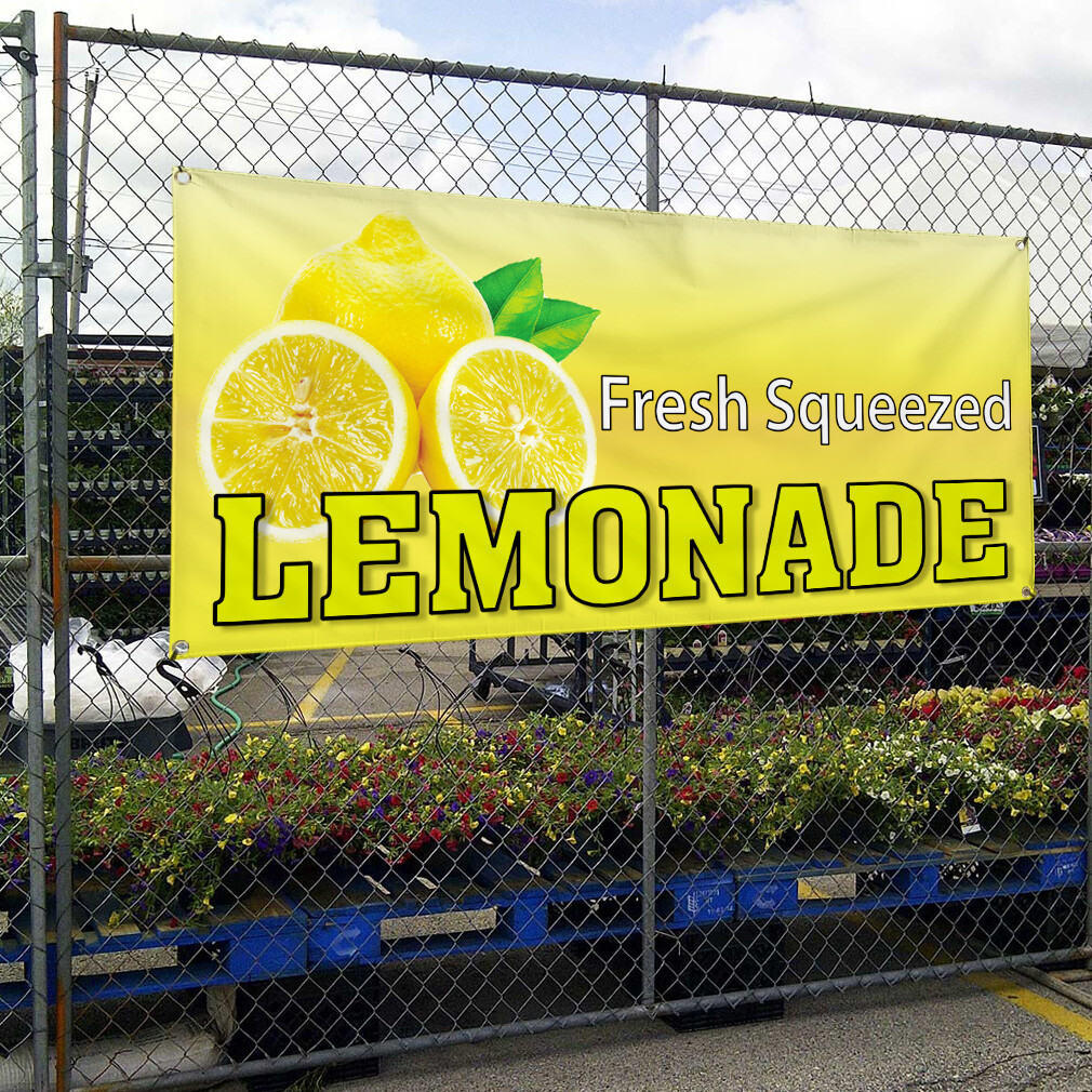 Vinyl Banner Multiple Sizes Fresh Squeezed Lemonade Restaurant Cafe D Outdoor
