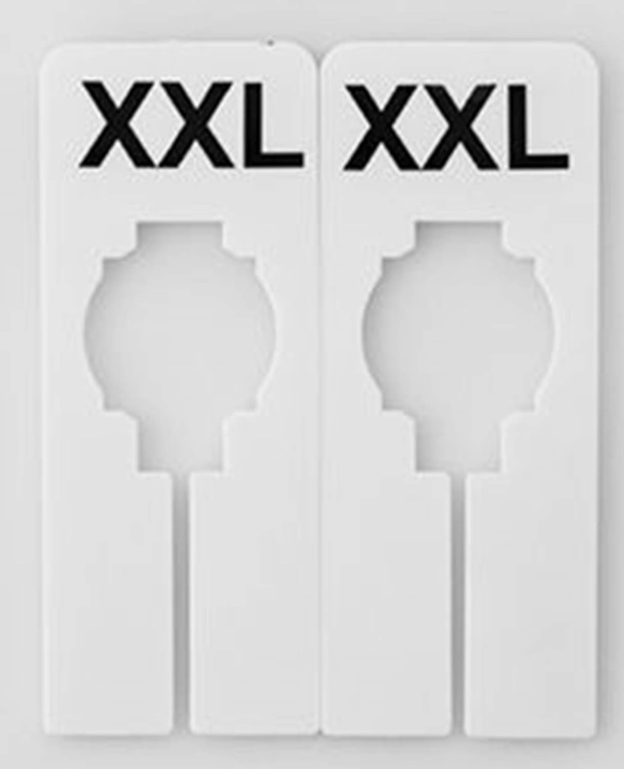 QSDWBKIT4, White Rectangular Clothing Size Dividers with Black Print for XXS-XXL