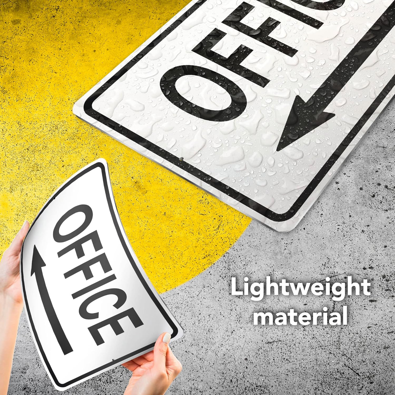 Office Sign with Left Arrow, 8X12 Reflective Aluminum Office Door Signs, UV Prot