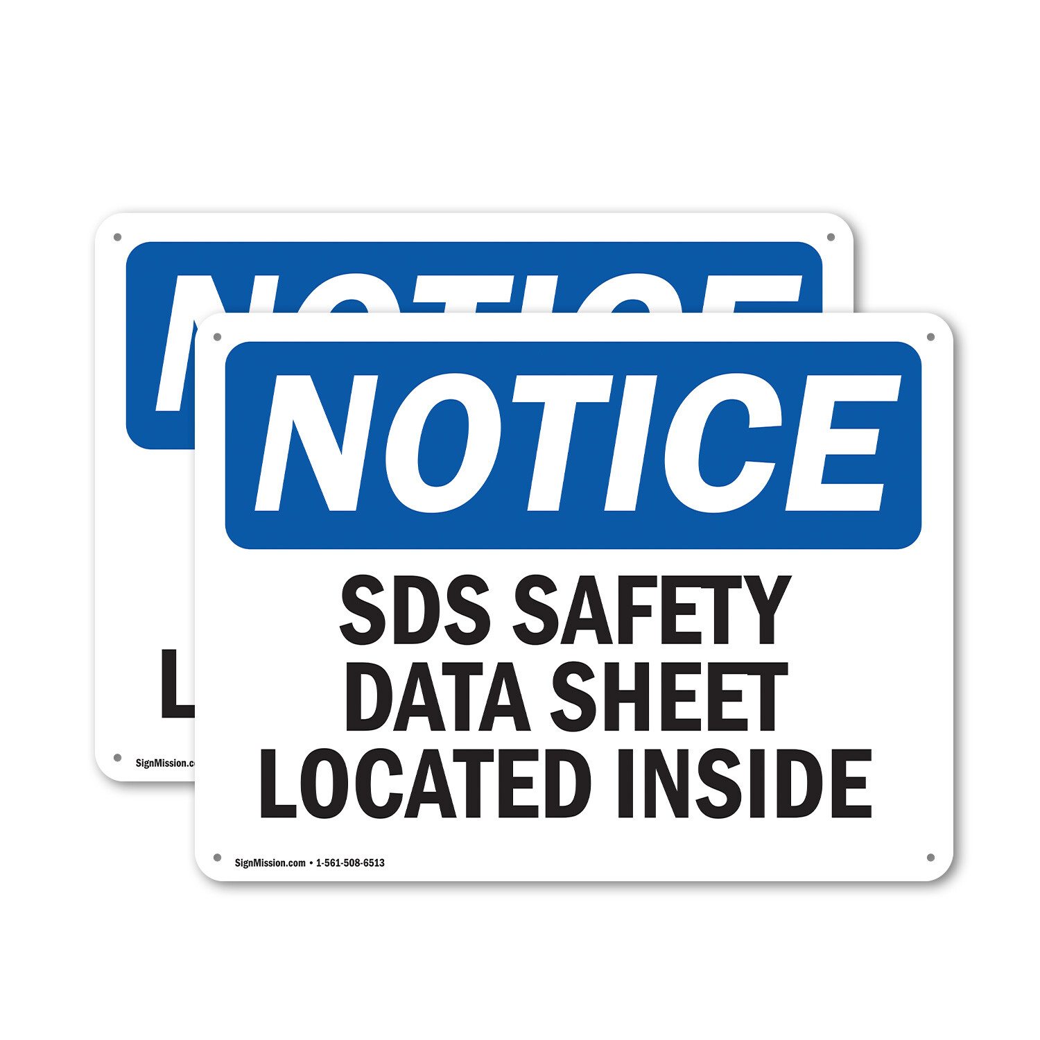 (2 Pack) SDS Safety Data Sheet Located Inside OSHA Notice Sign Decal Metal