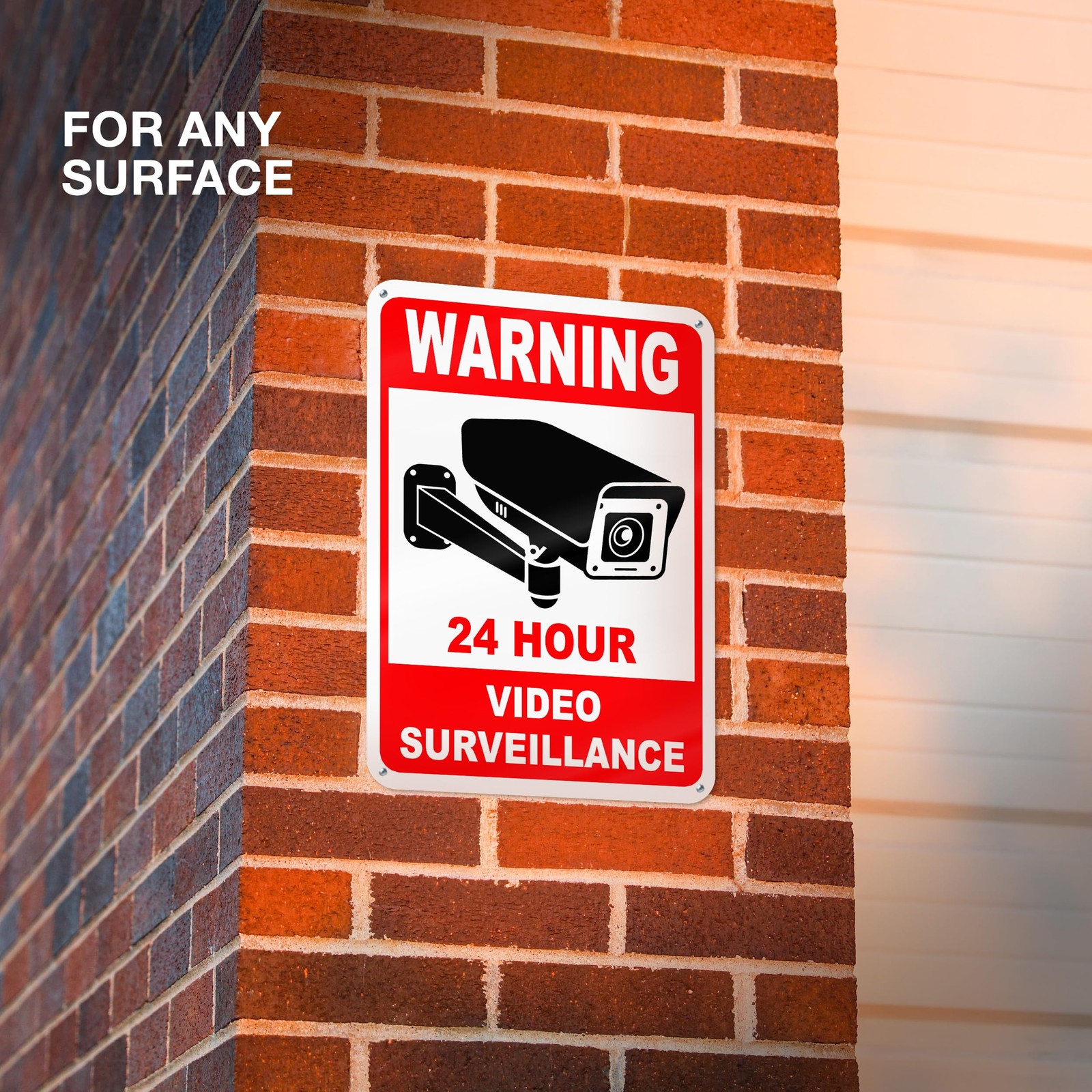 24 Hour Video Surveillance Sign 7×10 Aluminum 2 Reflective Weatherproof Security