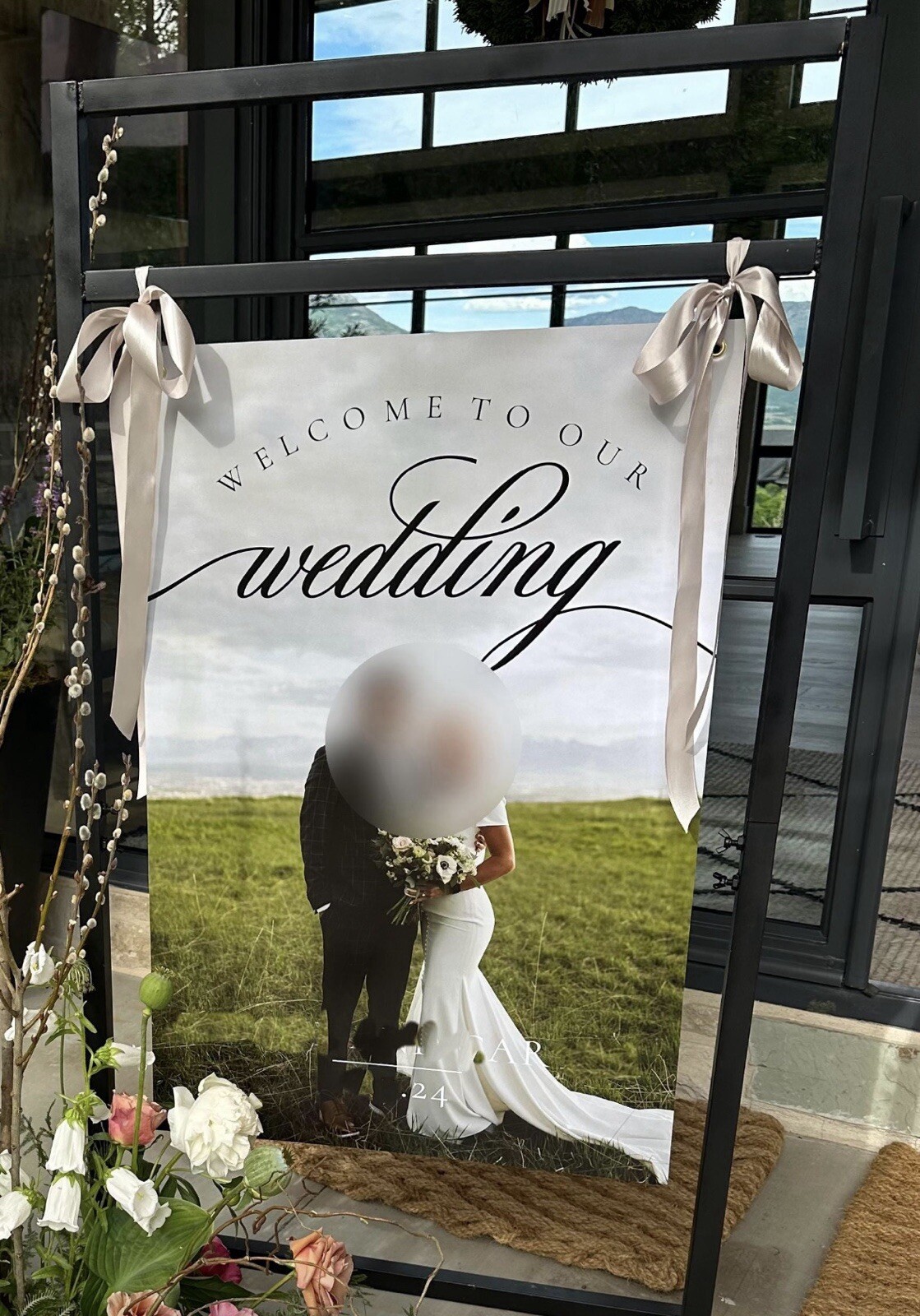 Black Rectangular Sign Holder Business Wedding Event Large Side Walk Freestandin