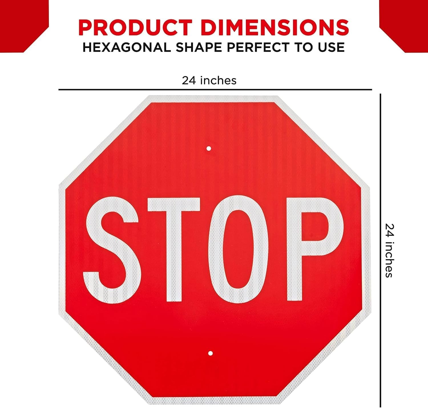 3 Pack Large Stop Sign 24 x 24 Inches – High Intensity Prismatic Aluminum – U…