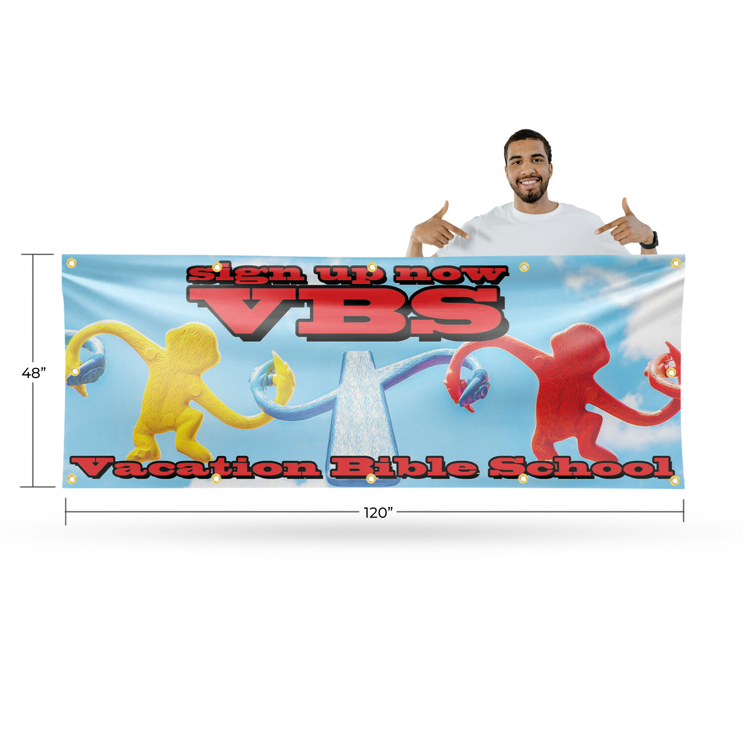 VBS Sign Up Now Vinyl Banner Sign with Metal Grommets Heavy-Duty Single-Sided