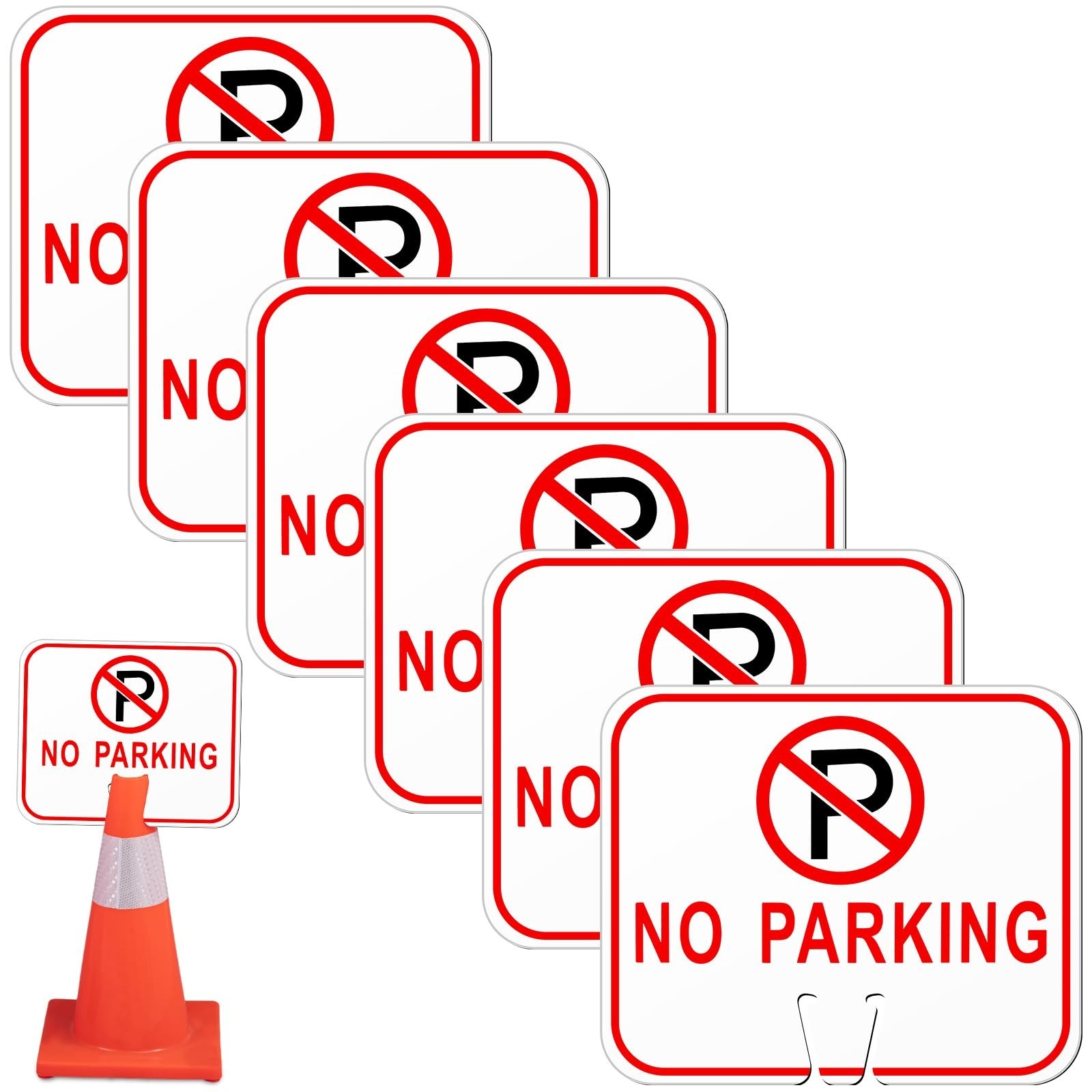 6 Pcs No Parking Signs Traffic Cone, 12.6 x 10.43 Inches Plastic Traffic Cone